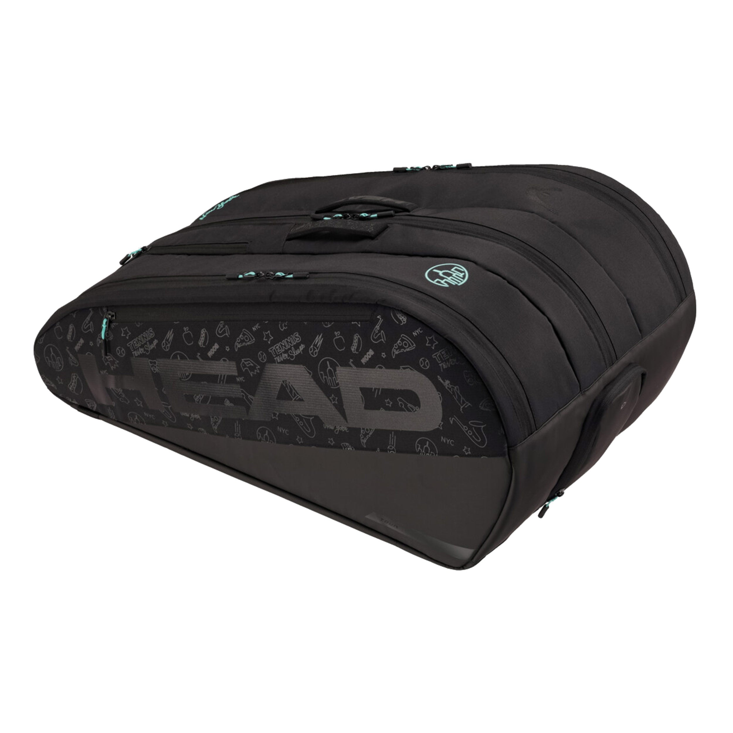 HEAD Tour XL Neon 2025 Schlägertasche 12er-Schwarz,Blau