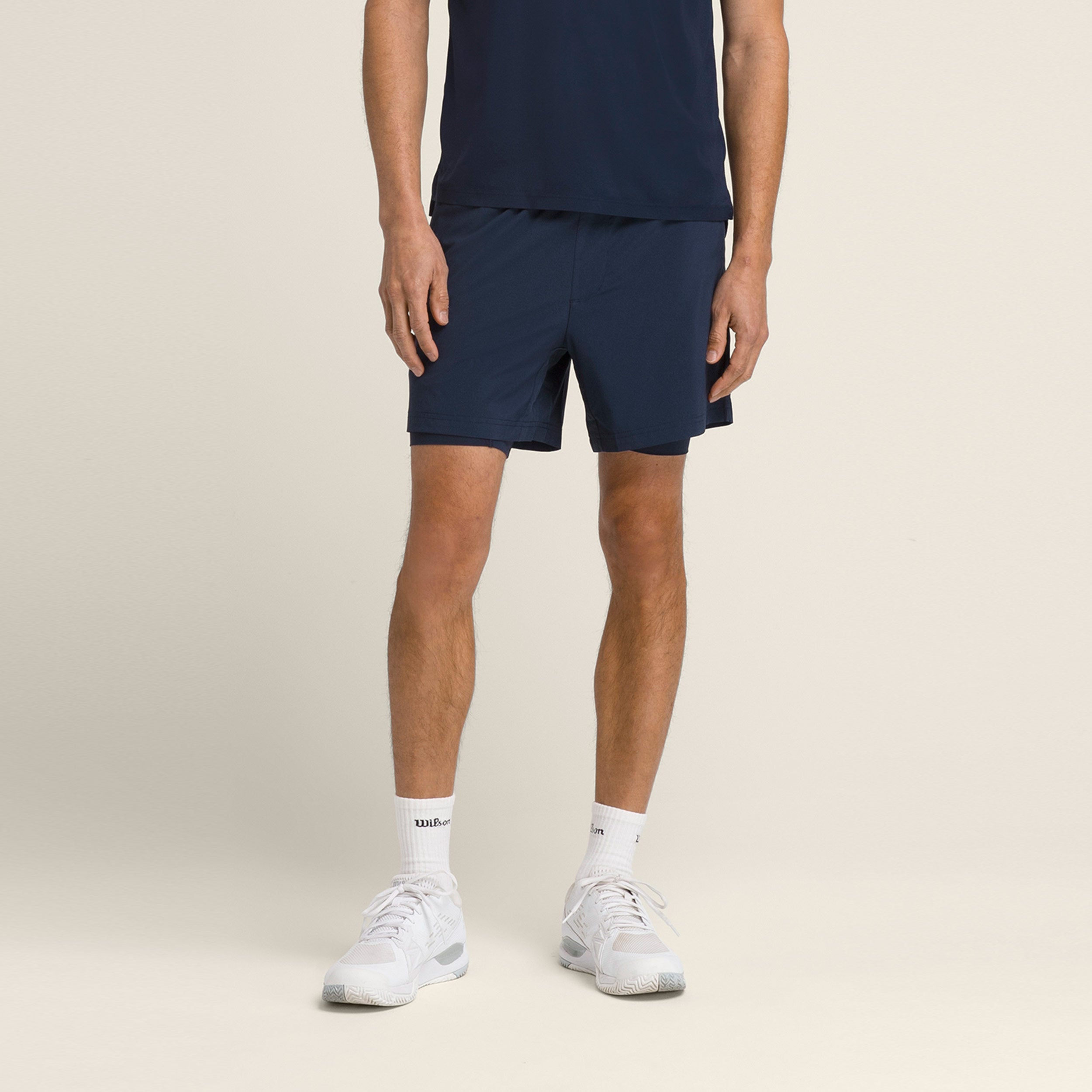 Wilson Doubleday 7inch Lined Shorts Men-Dark Blue