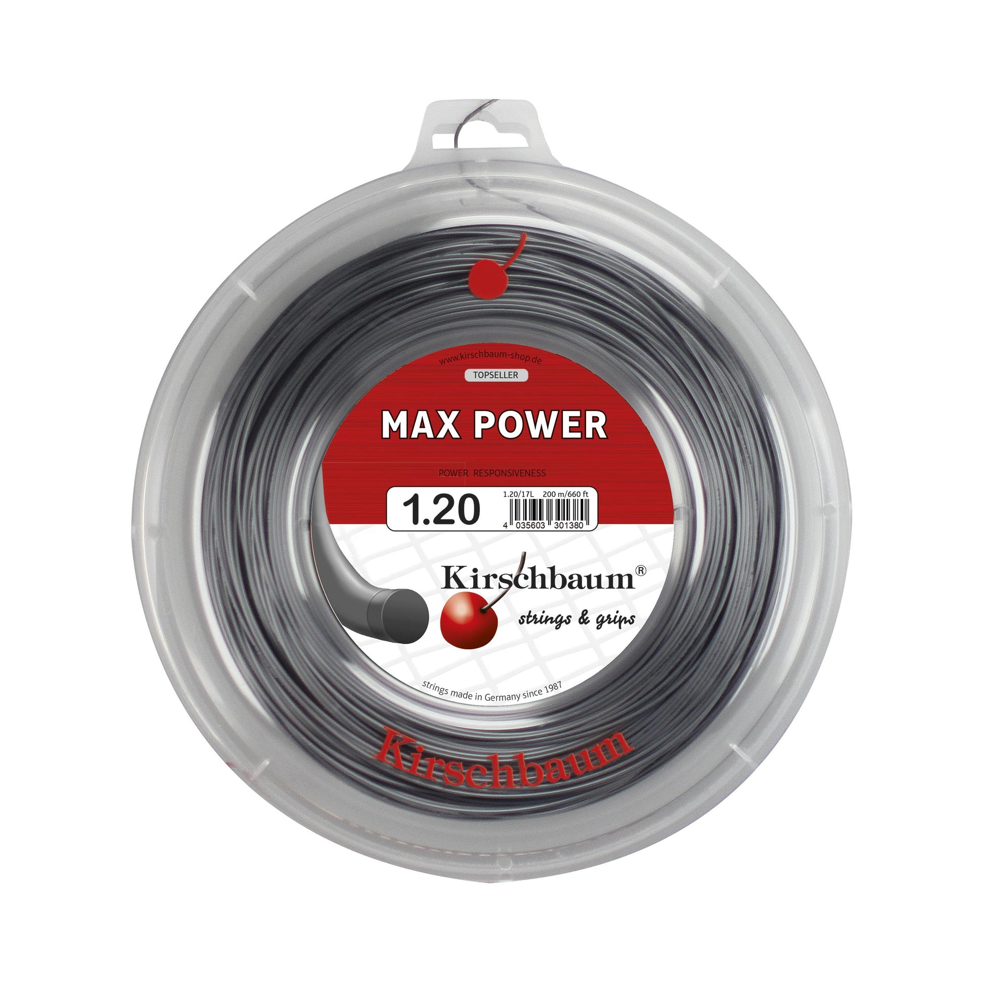 Kirschbaum Max Power String Reel 200m-Anthracite