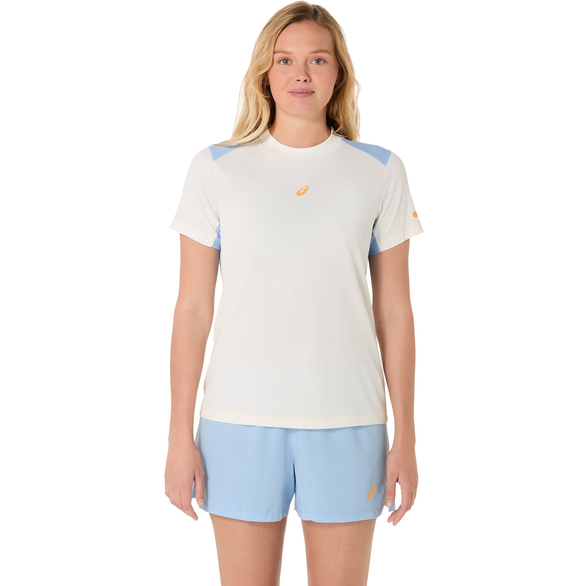 ASICS Core T-Shirt Damen-Creme,Blaugrau