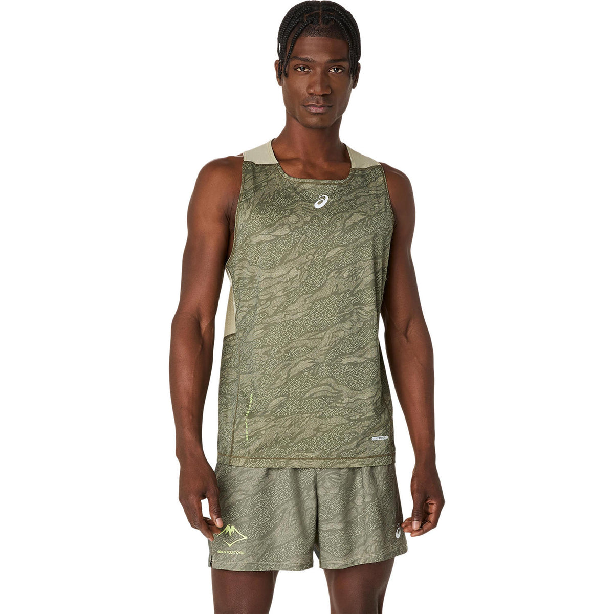 ASICS Fujitrail Running Shirt Men-Green,Black