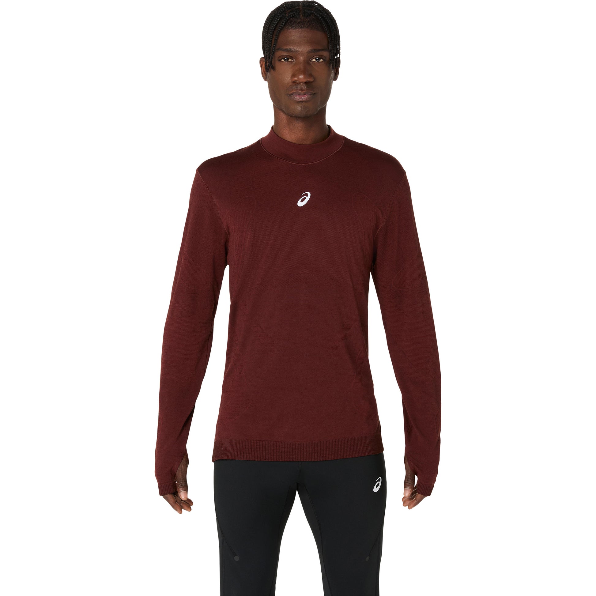ASICS Road Winter Seamless  Running shirt Men - wine red