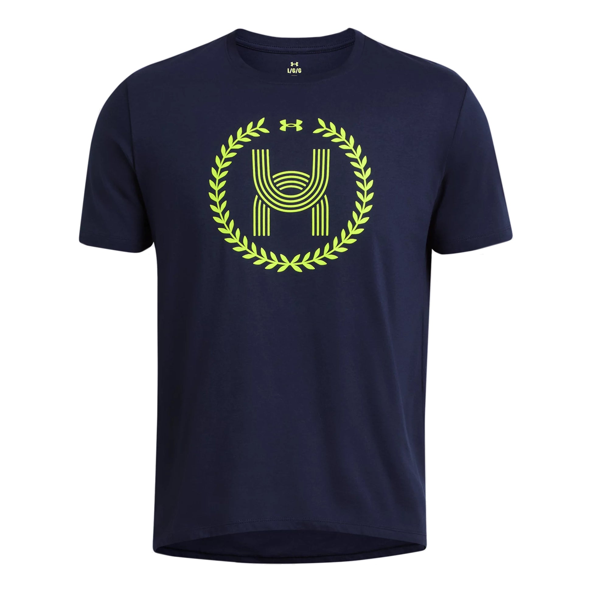 Under Armour Run Everywhere Wreath SS Running Shirt Men-Dark Blue,Neon Yellow