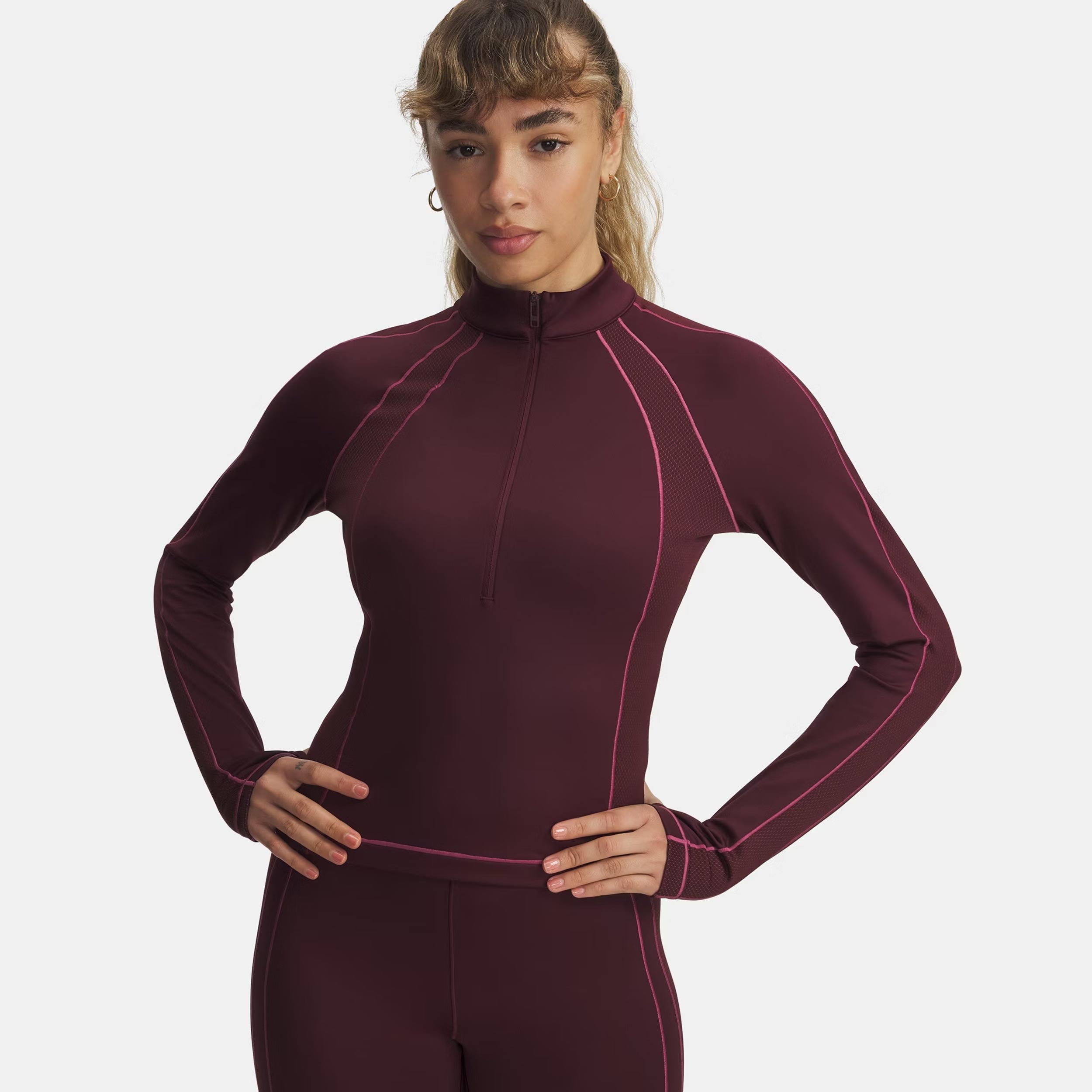 Under Armour Cold Gear Textured 1/2 Zip Longsleeve Damen-grau