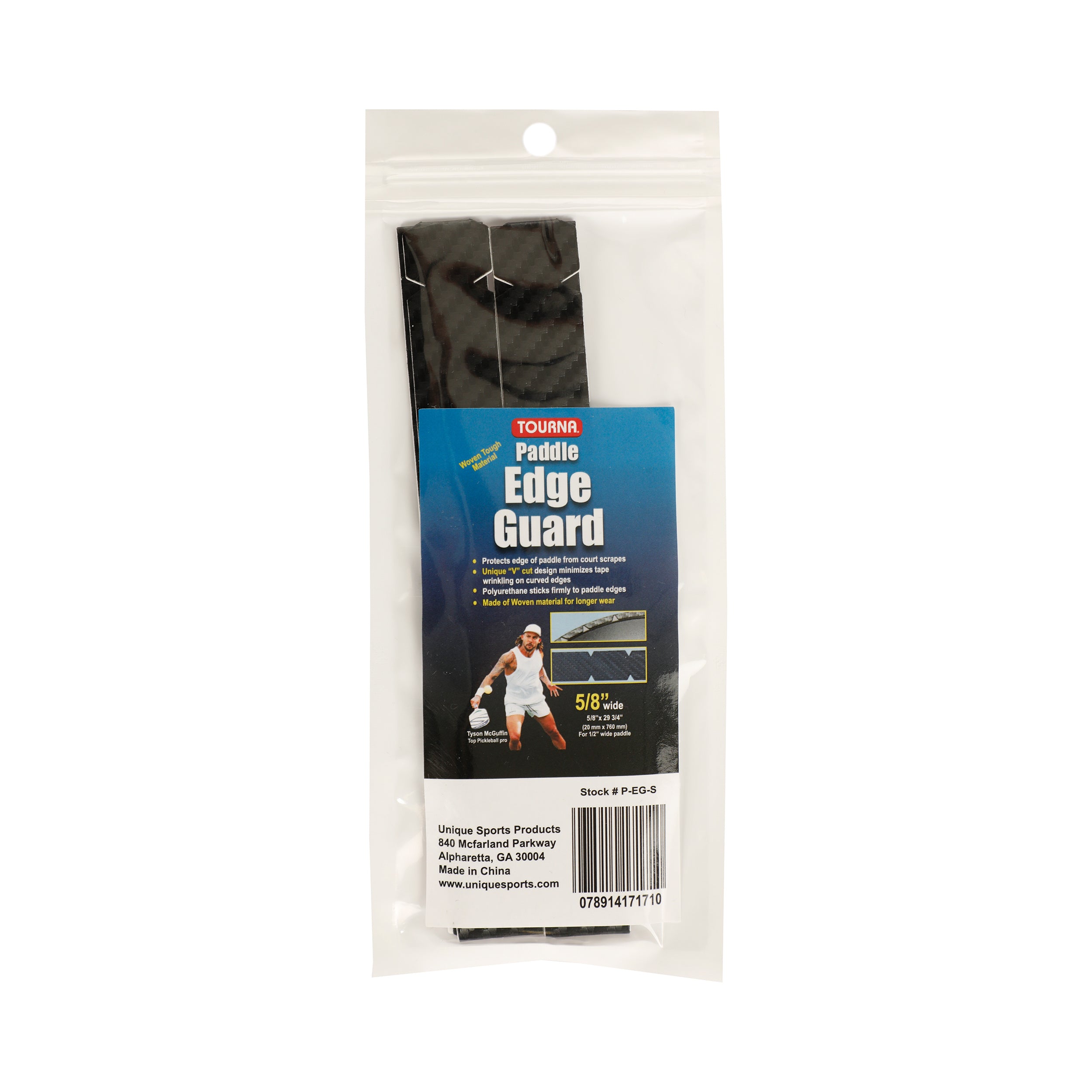 Tourna Padel Edge Guard Wooven 15mm Pickleball Frame Protection Tape-Black
