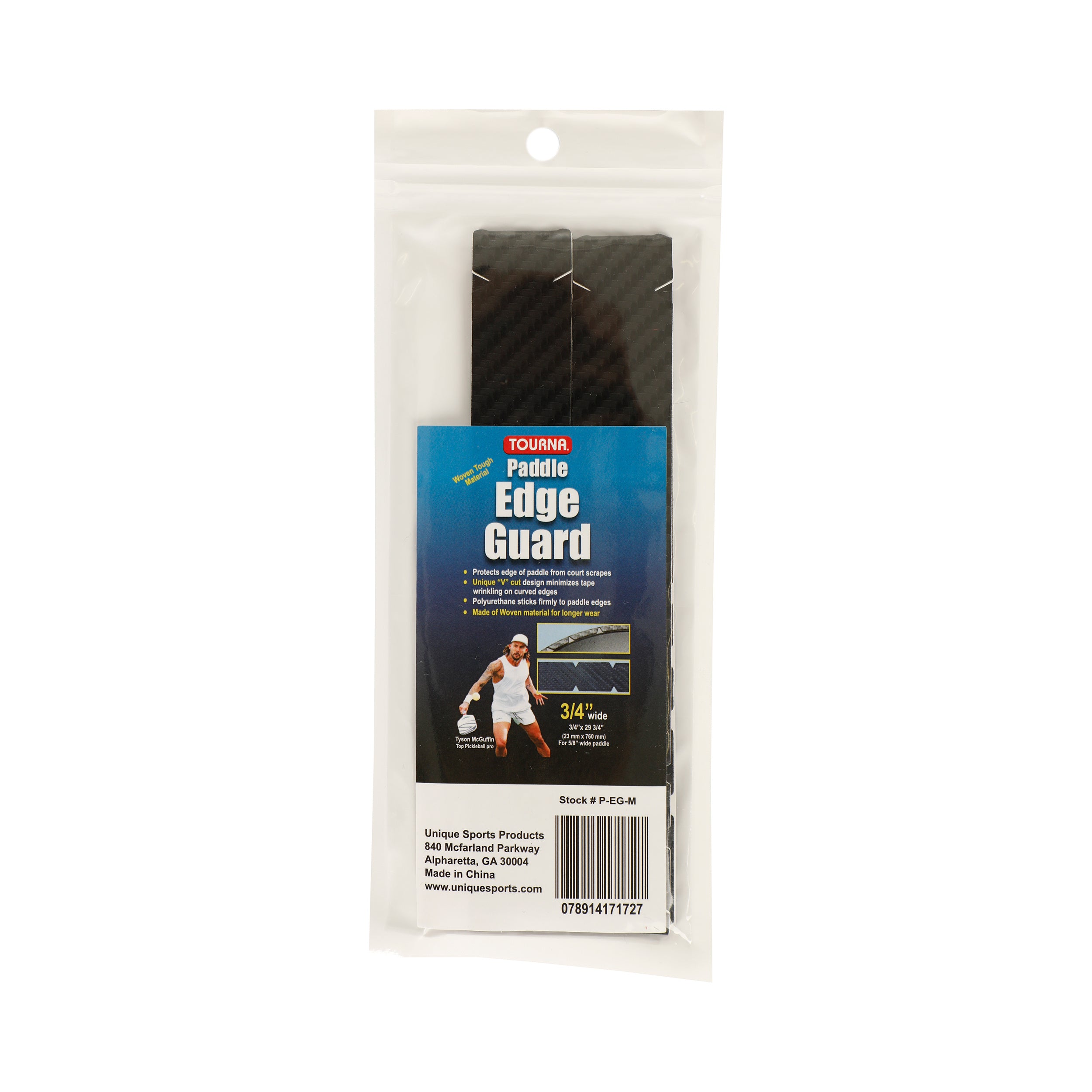 Tourna Padel Edge Guard Wooven 16mm Pickleball Frame Protection Tape-Black