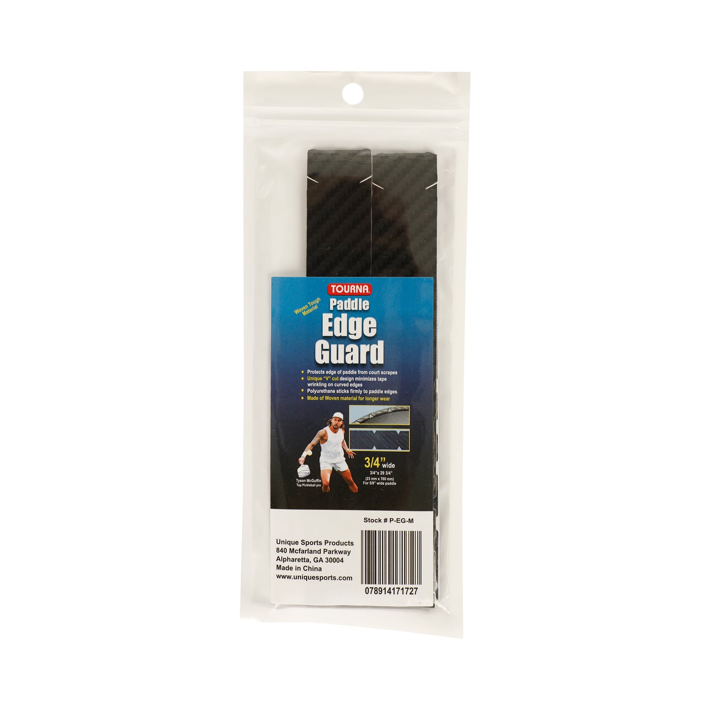Tourna Padel Edge Guard Wooven 16mm Pickleball Rahmenschutzband-Schwarz