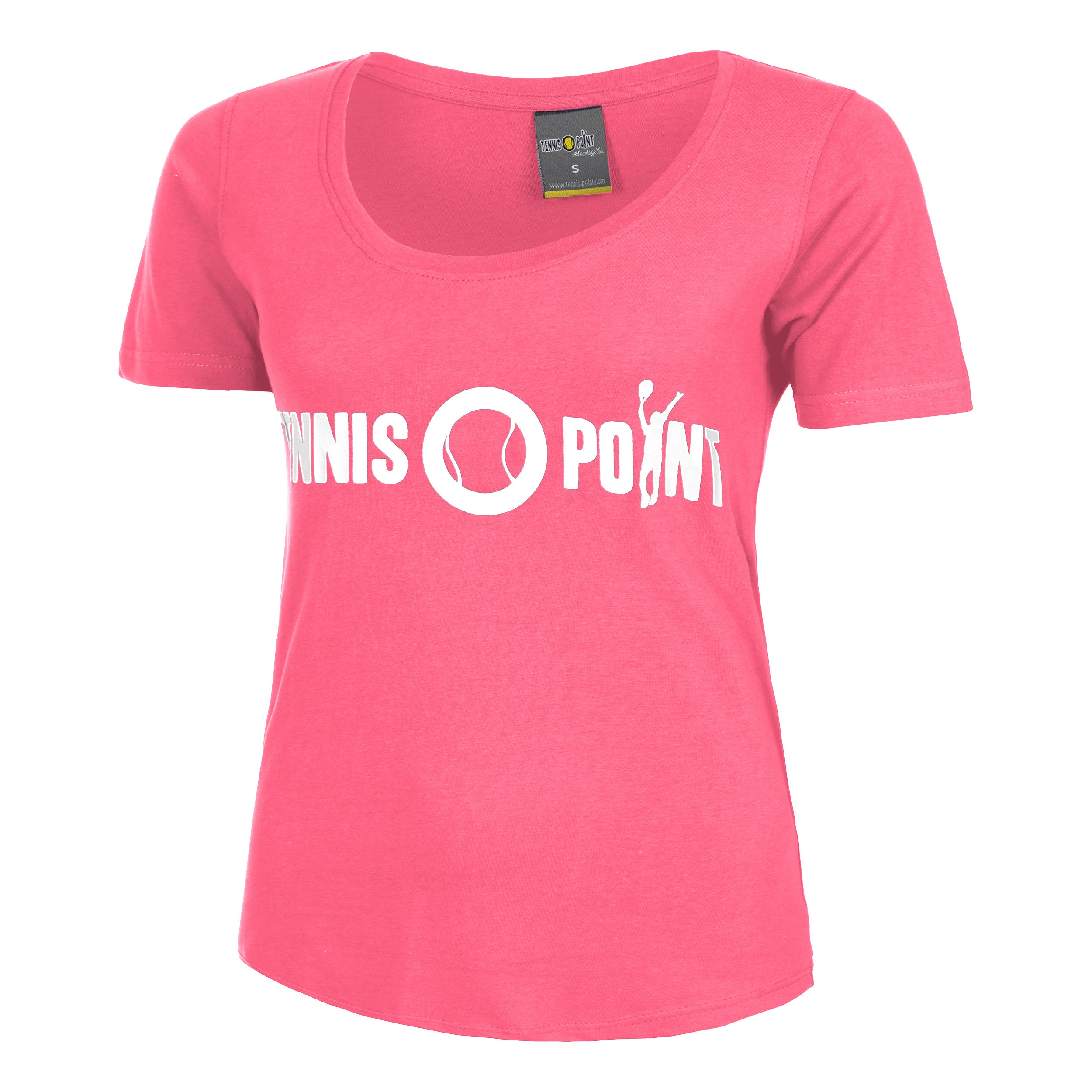 Tennis-Point Basic Cotton T-Shirt Damen-Pink,Weiß