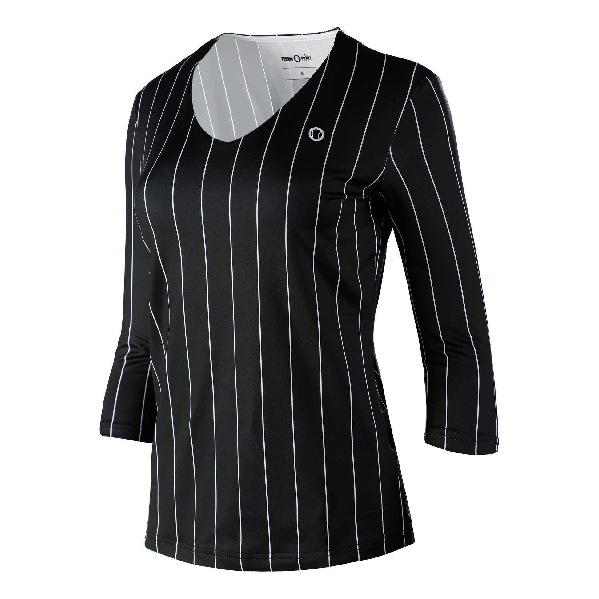 Tennis-Point Stripes Longsleeve Special Edition Damen-Schwarz,Weiß