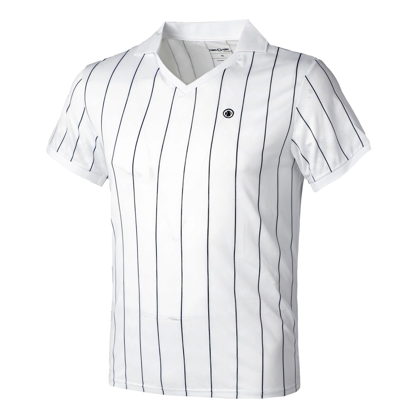 Tennis-Point Stripes Polo Herren - weiß, schwarz