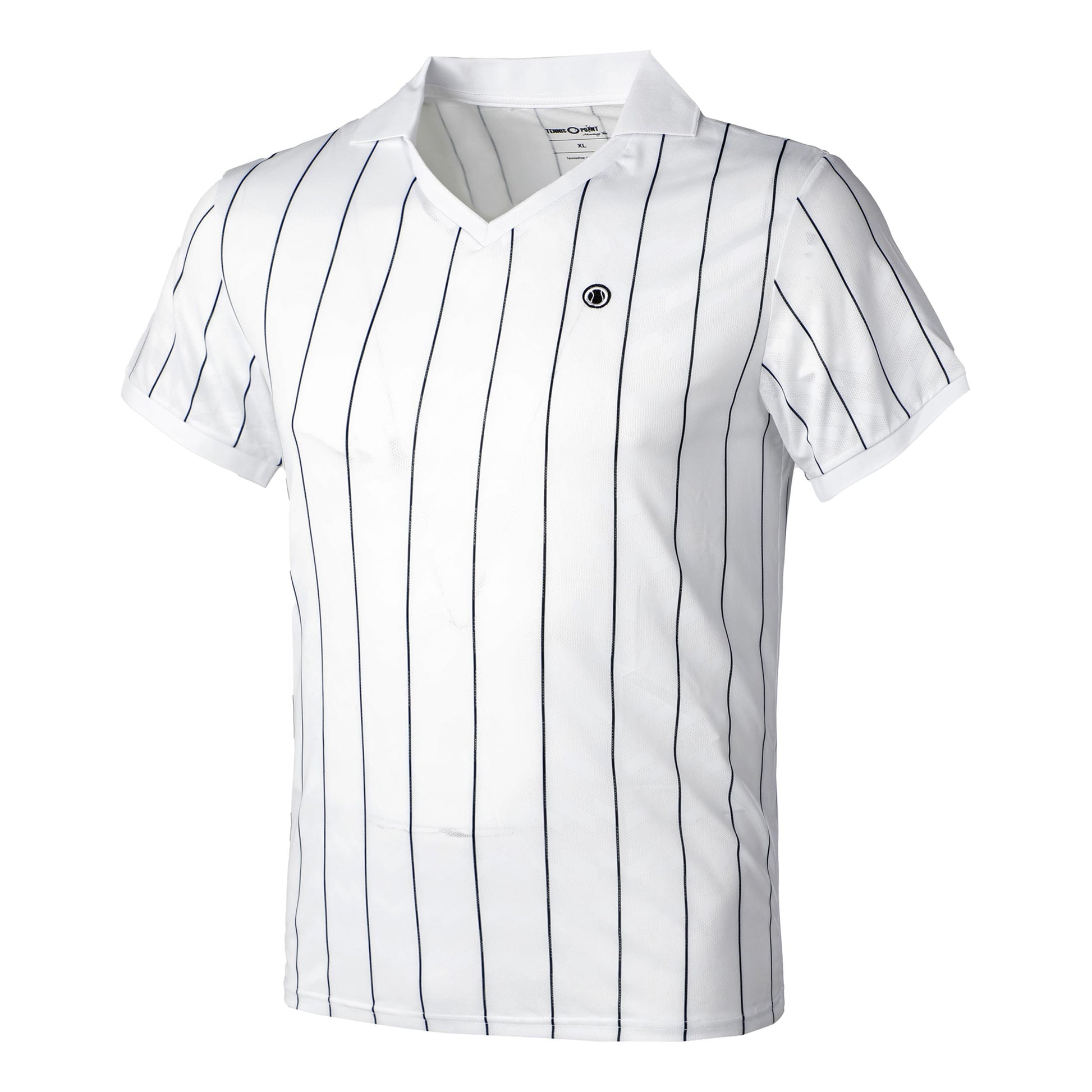 Tennis-Point Stripes Polo Herren - weiß, schwarz