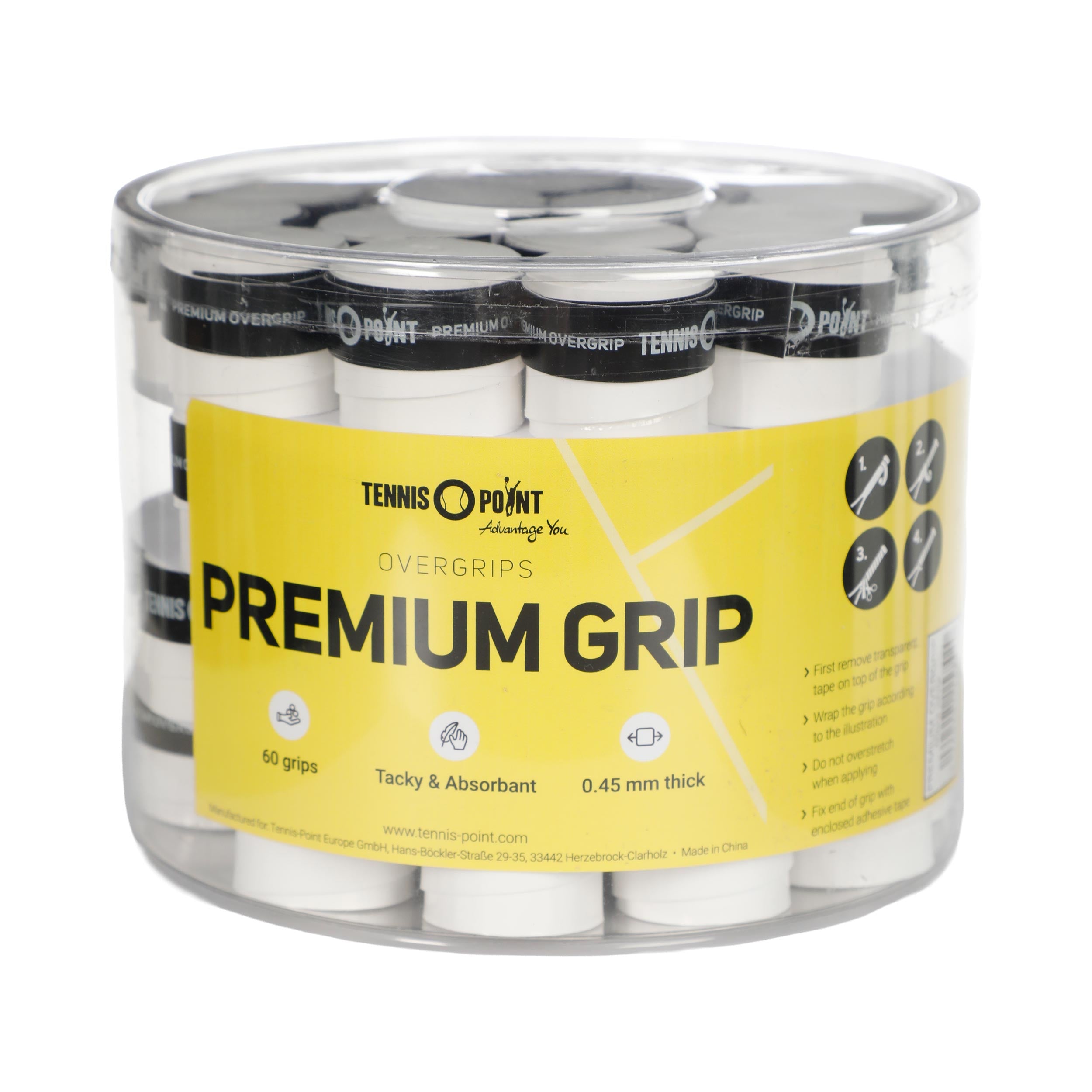 Tennis-Point Premium Grip 60 Pack-White