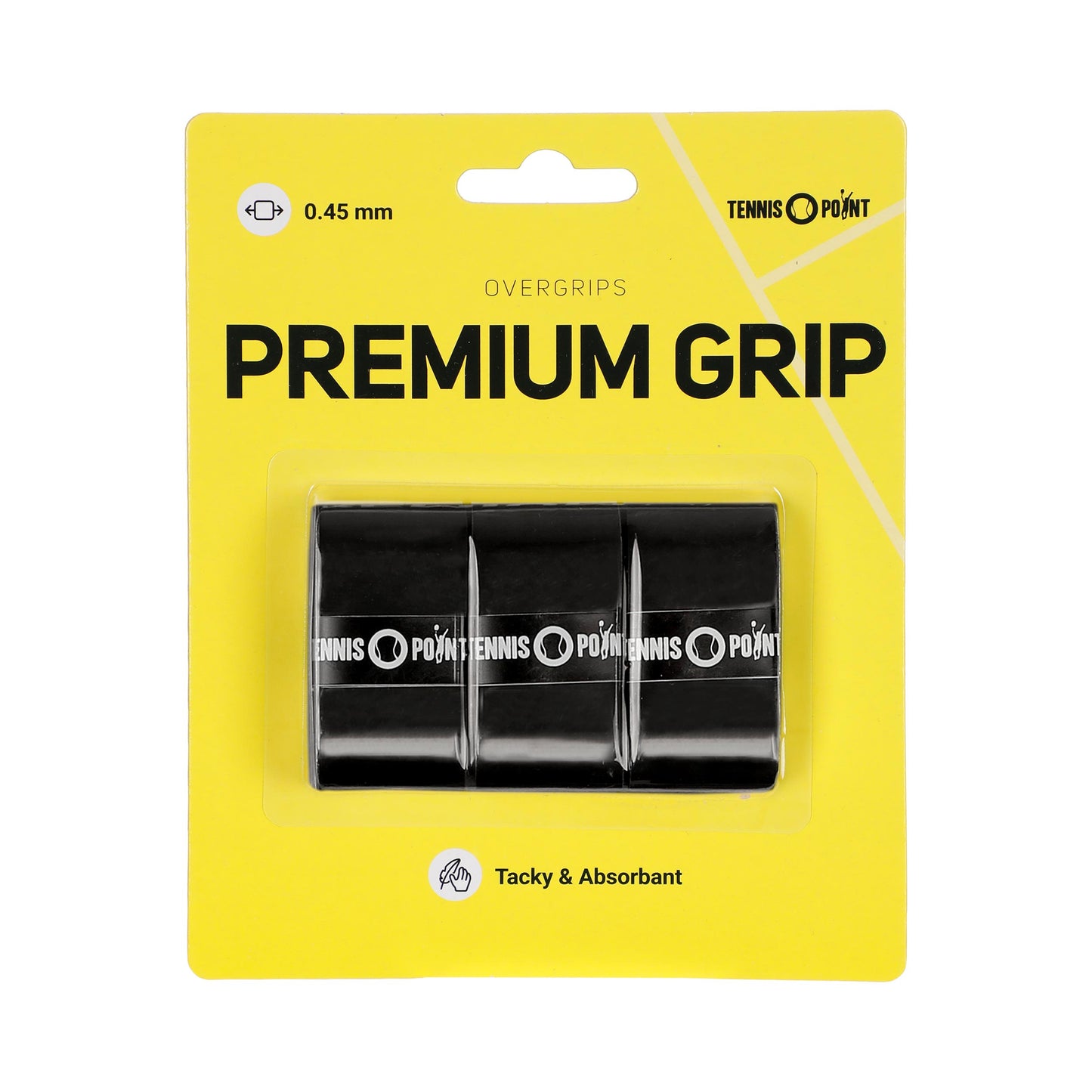 Tennis-Point Premium Grip 3er Pack-Schwarz