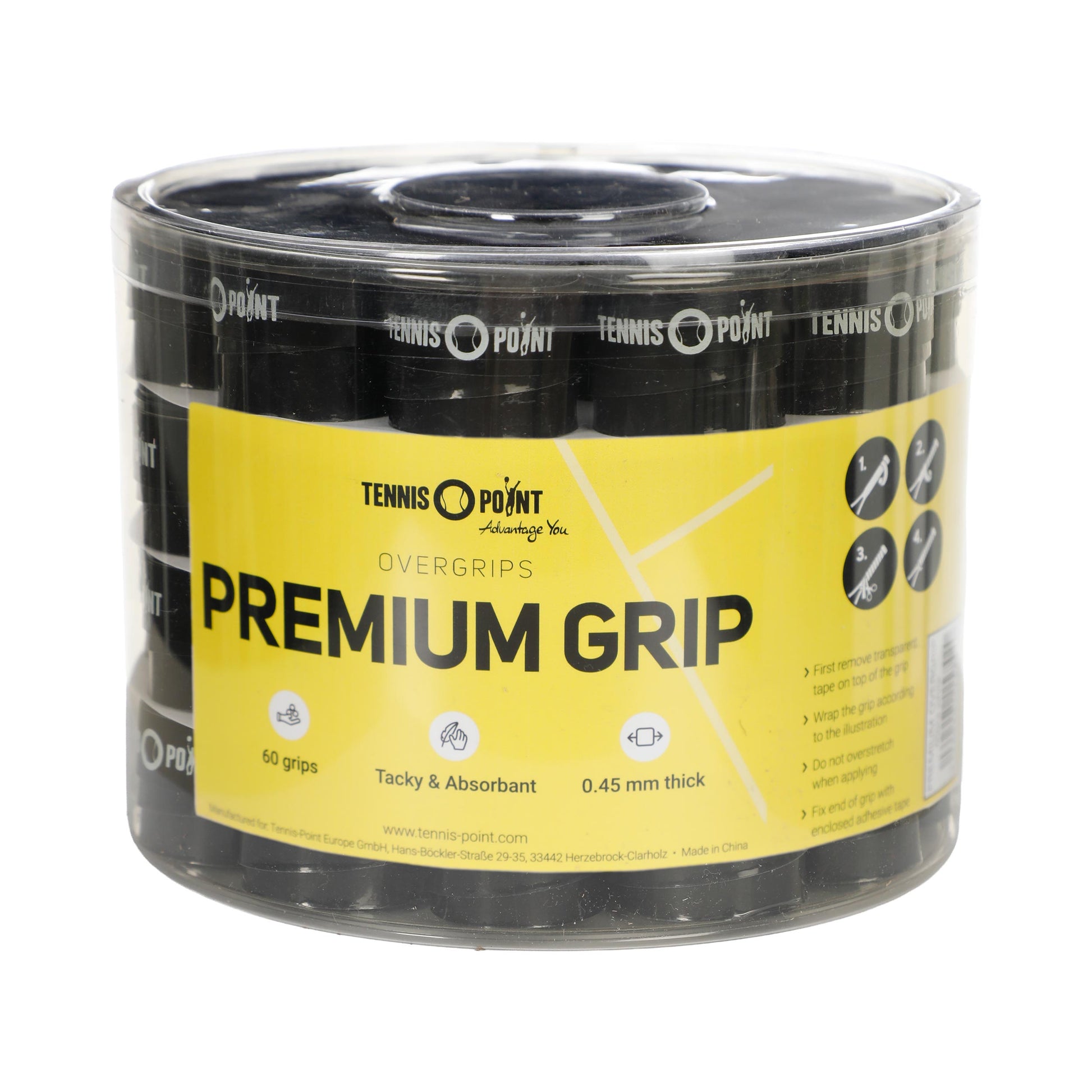 Tennis-Point Premium Grip 60 Pack-Black