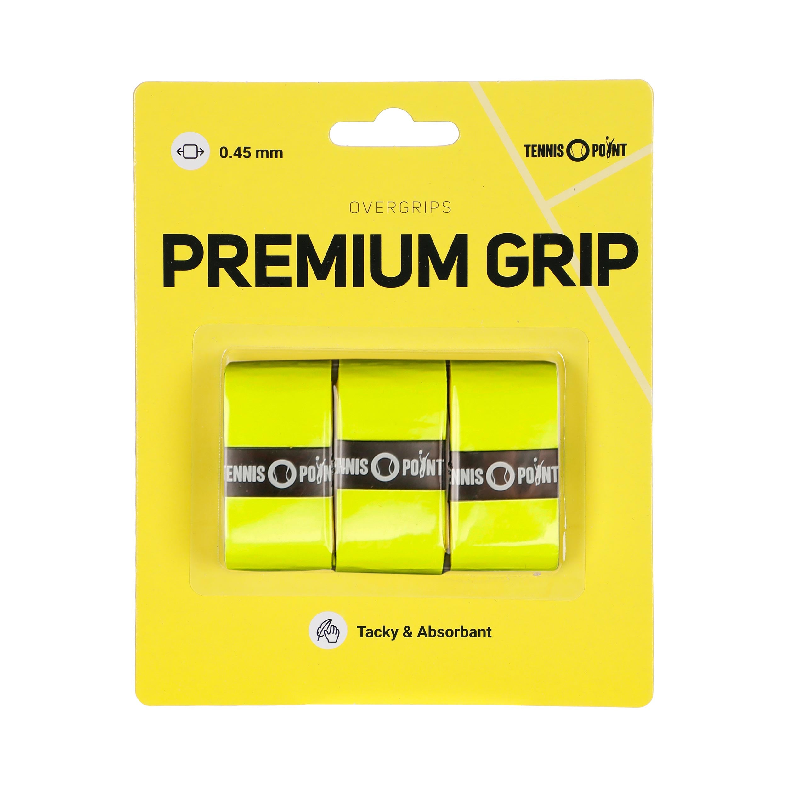 Tennis-Point Premium Grip 3 Pack-Yellow