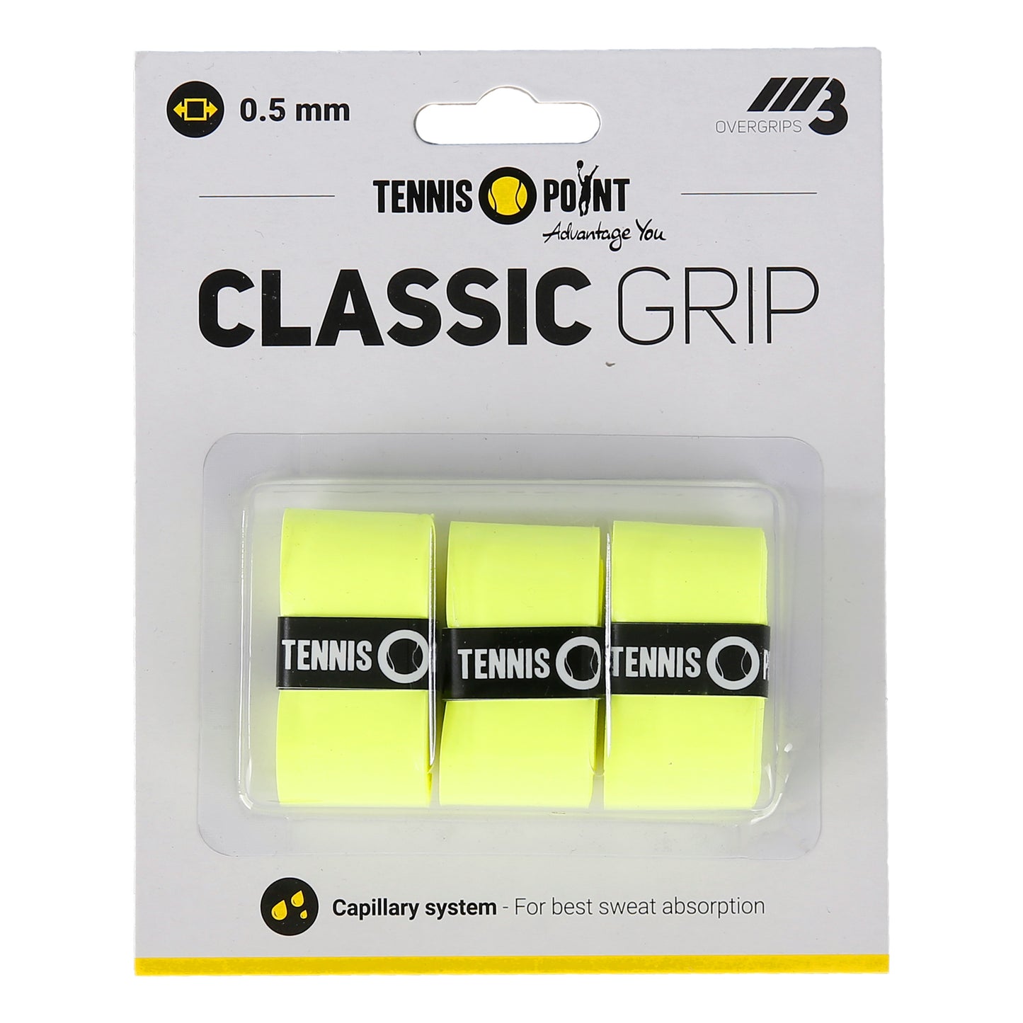 Tennis-Point Classic Grip 3 Pack - yellow
