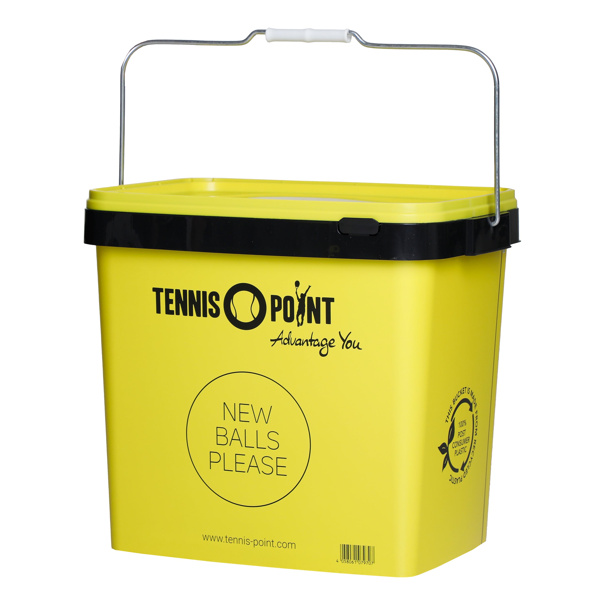 Tennis-Point Ball Bucket With Cover,Square-Yellow