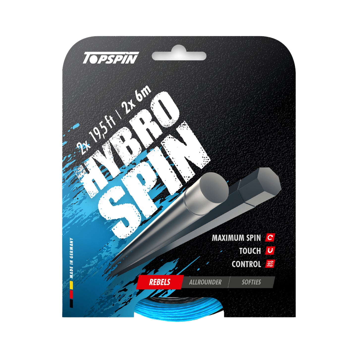 Topspin Hybro Spin 2 X 6m String Set-Light Blue