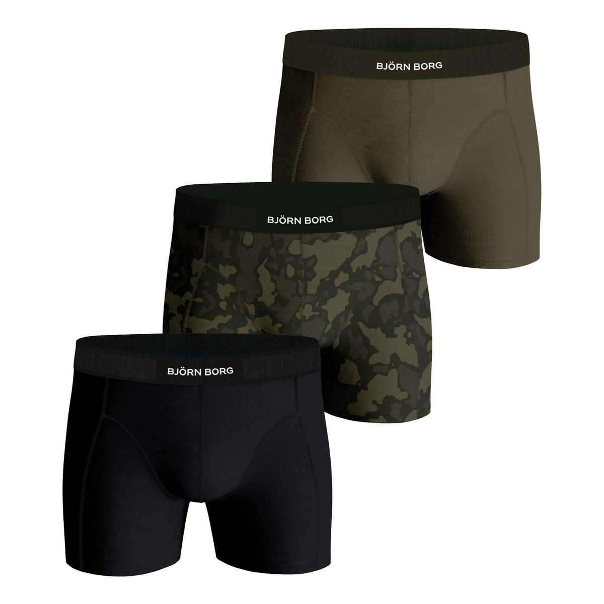 Björn Borg Premium Cotton Stretch Boxer shorts 3 Pack Men - black, khaki