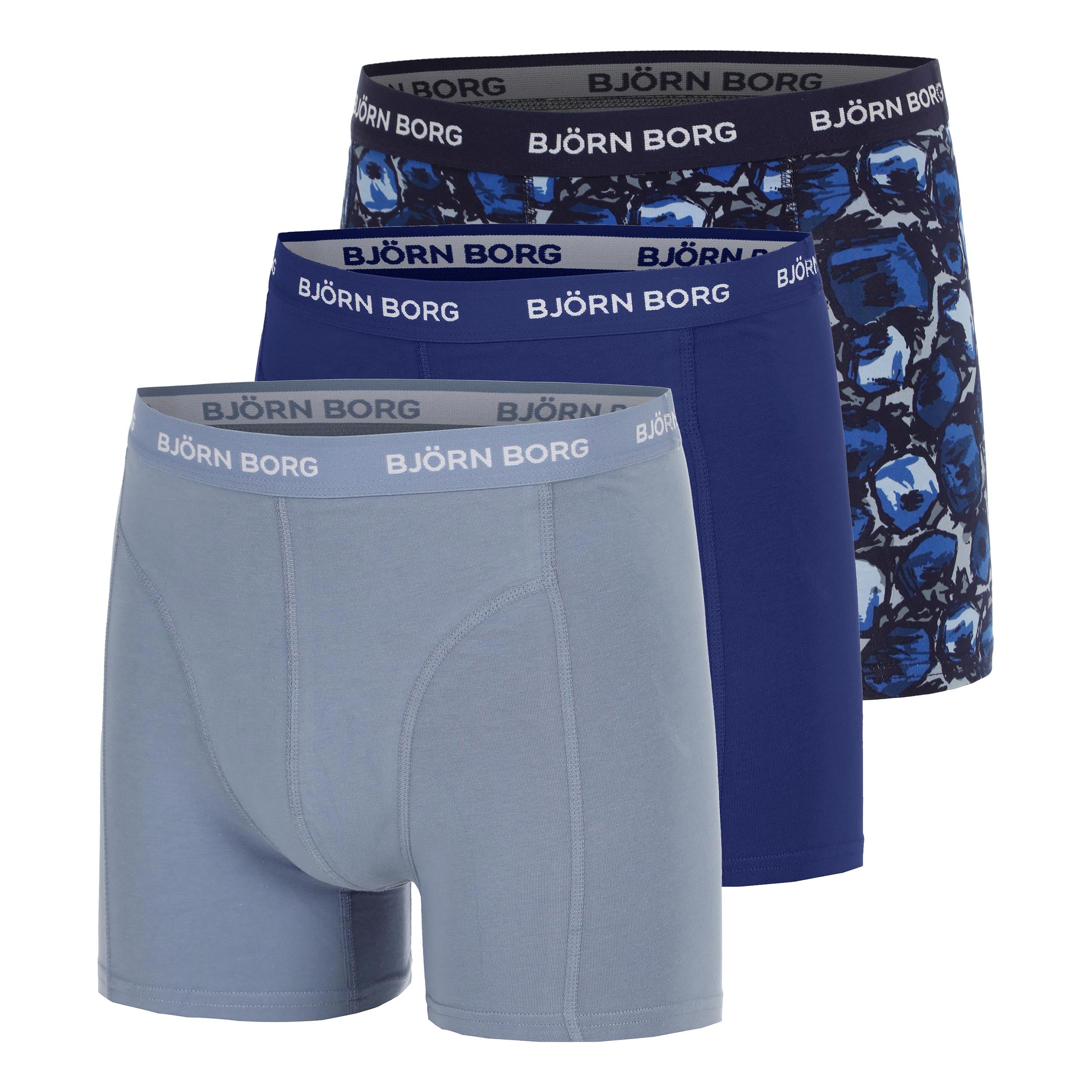 Björn Borg Cotton Stretch Boxer shorts 3 Pack Men - blue grey, blue