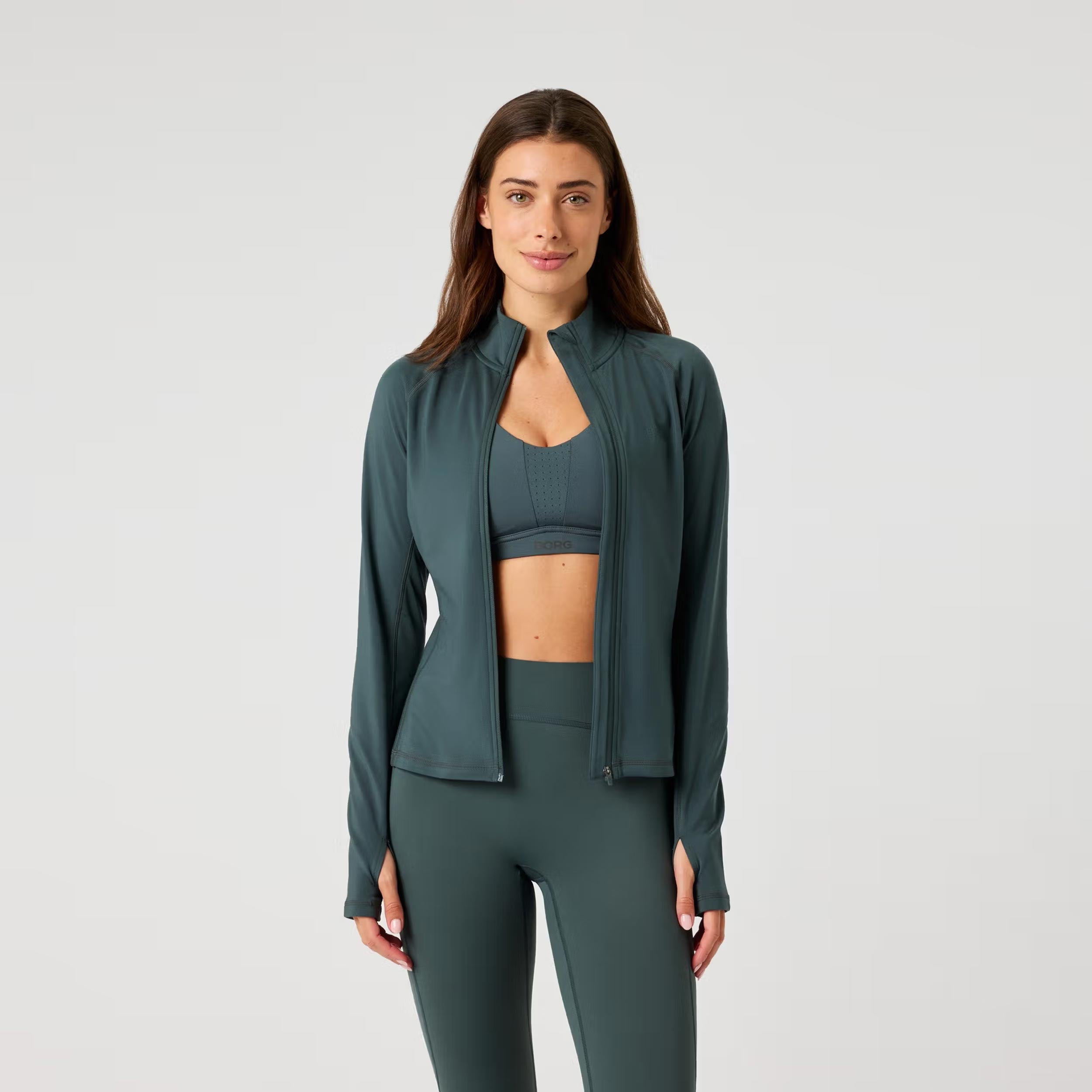 Björn Borg Full Zip Midlayer Trainingsjacke Damen-dunkelgrün