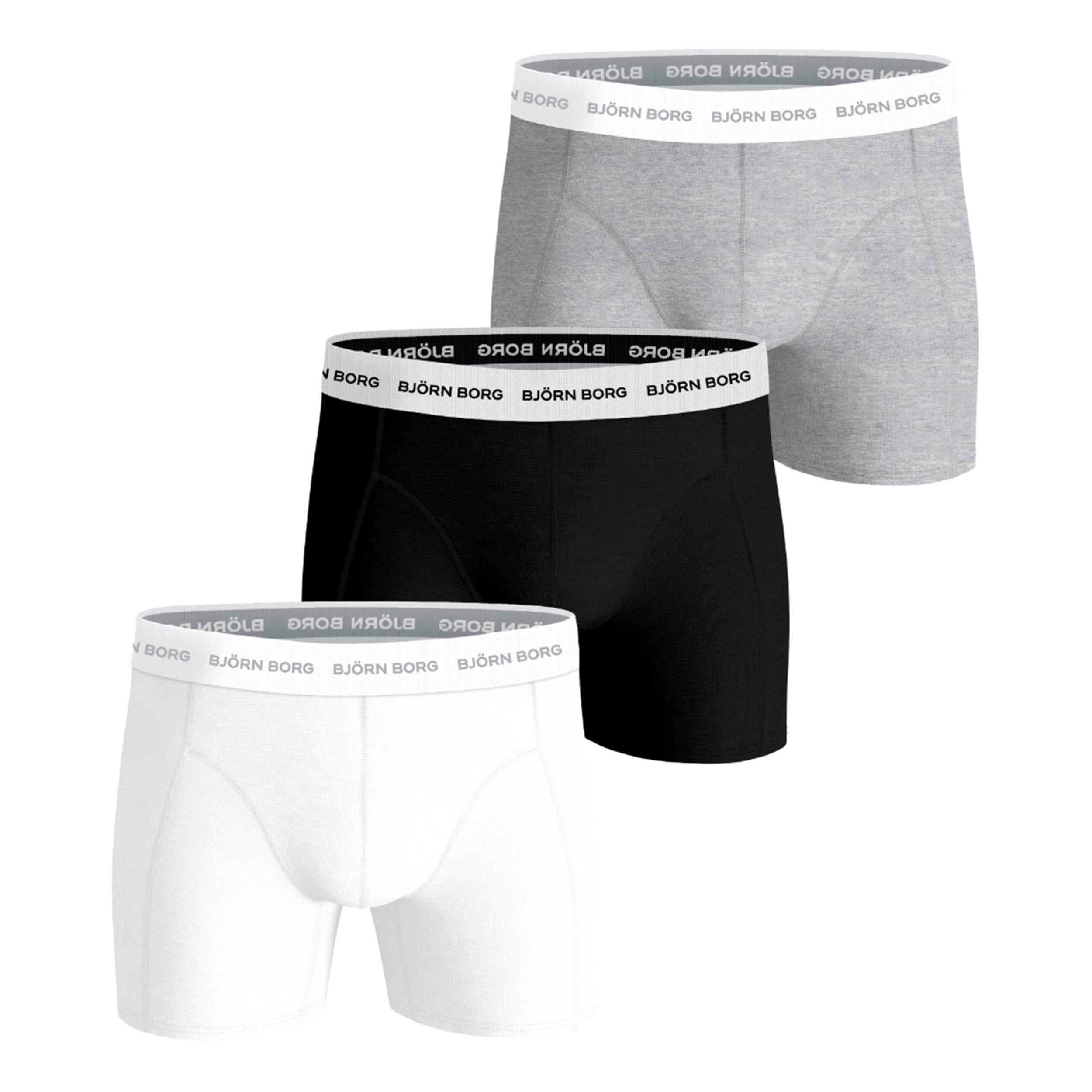 Björn Borg Cotton Stretch Boxer Short 3er Pack Herren - schwarz, mehrfarbig