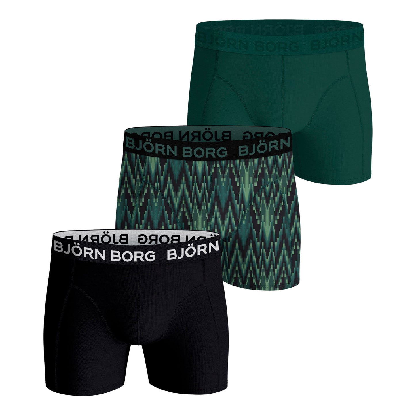 Björn Borg Cotton Stretch Boxer shorts 3 Pack Men - black, dark green