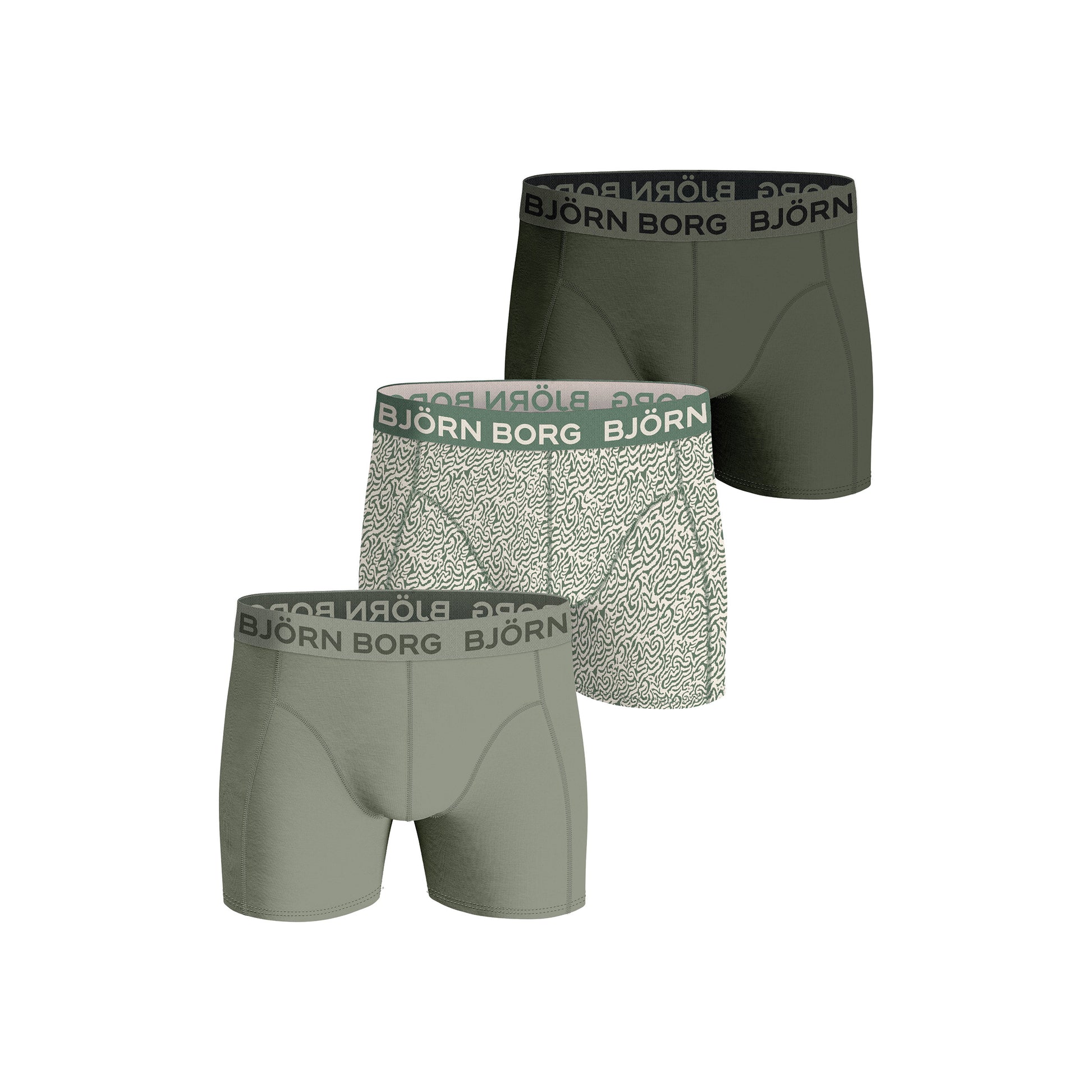 Björn Borg Cotton Stretch Boxer Short 3er Pack Herren - oliv, grün