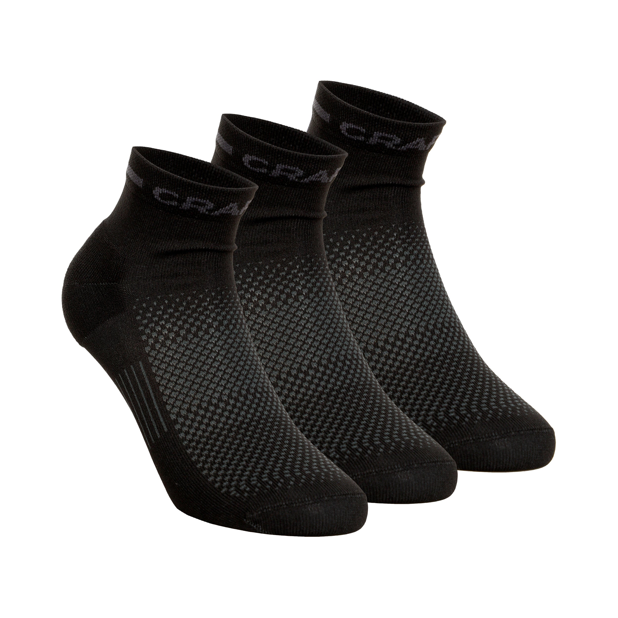 Craft Core Dry Mid Running Socks 3 Pack-Black