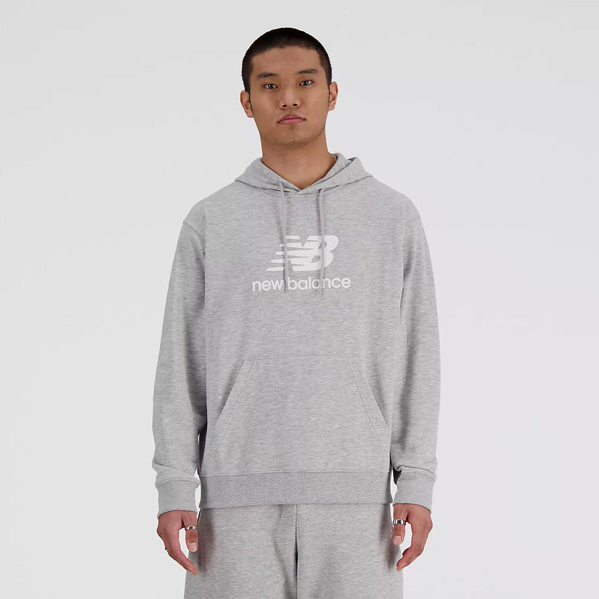 New Balance French Terry Logo Hoodie Hoody Men-Grey