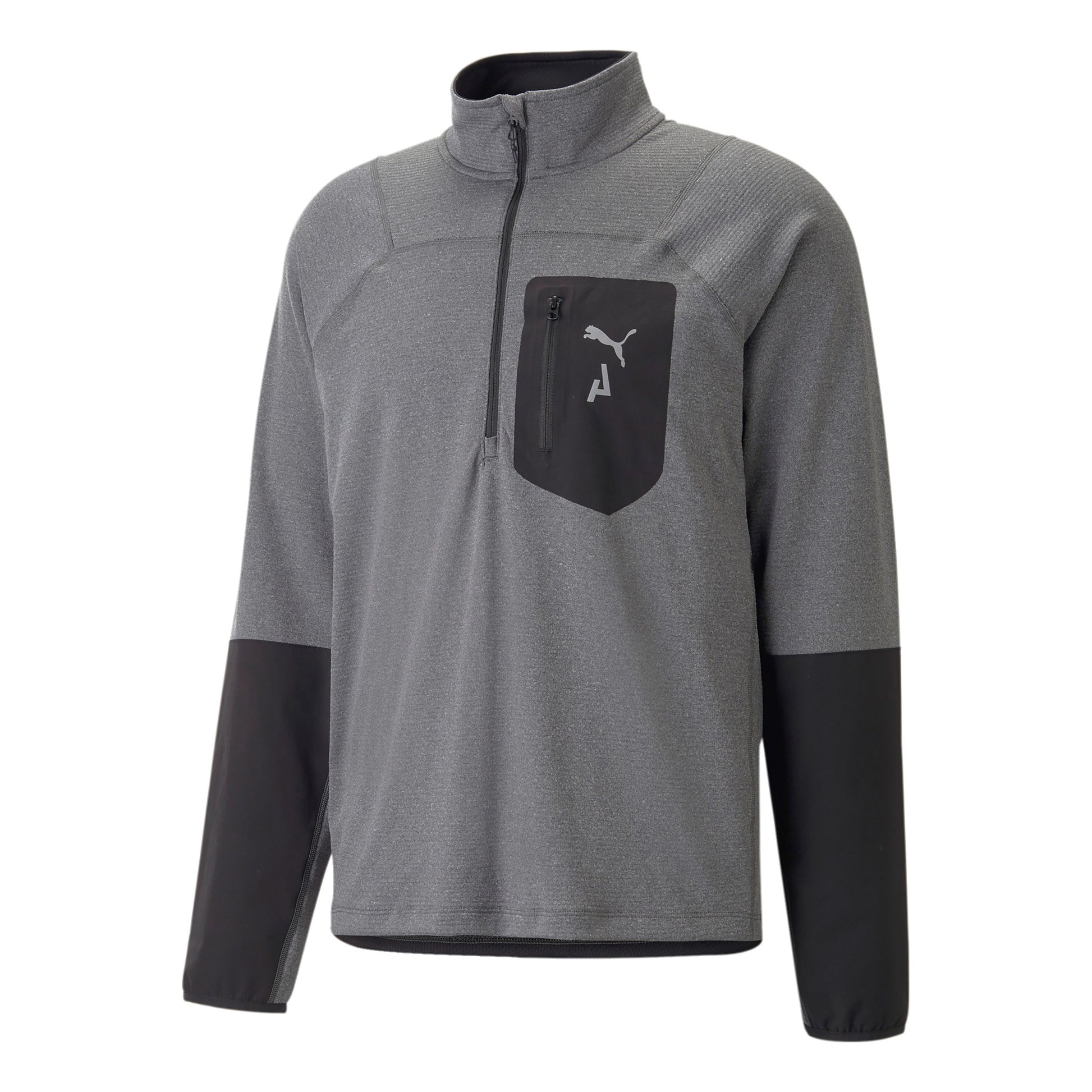 Puma Seasons Raincell Half-Zip Lauftop Herren-Grau,Schwarz