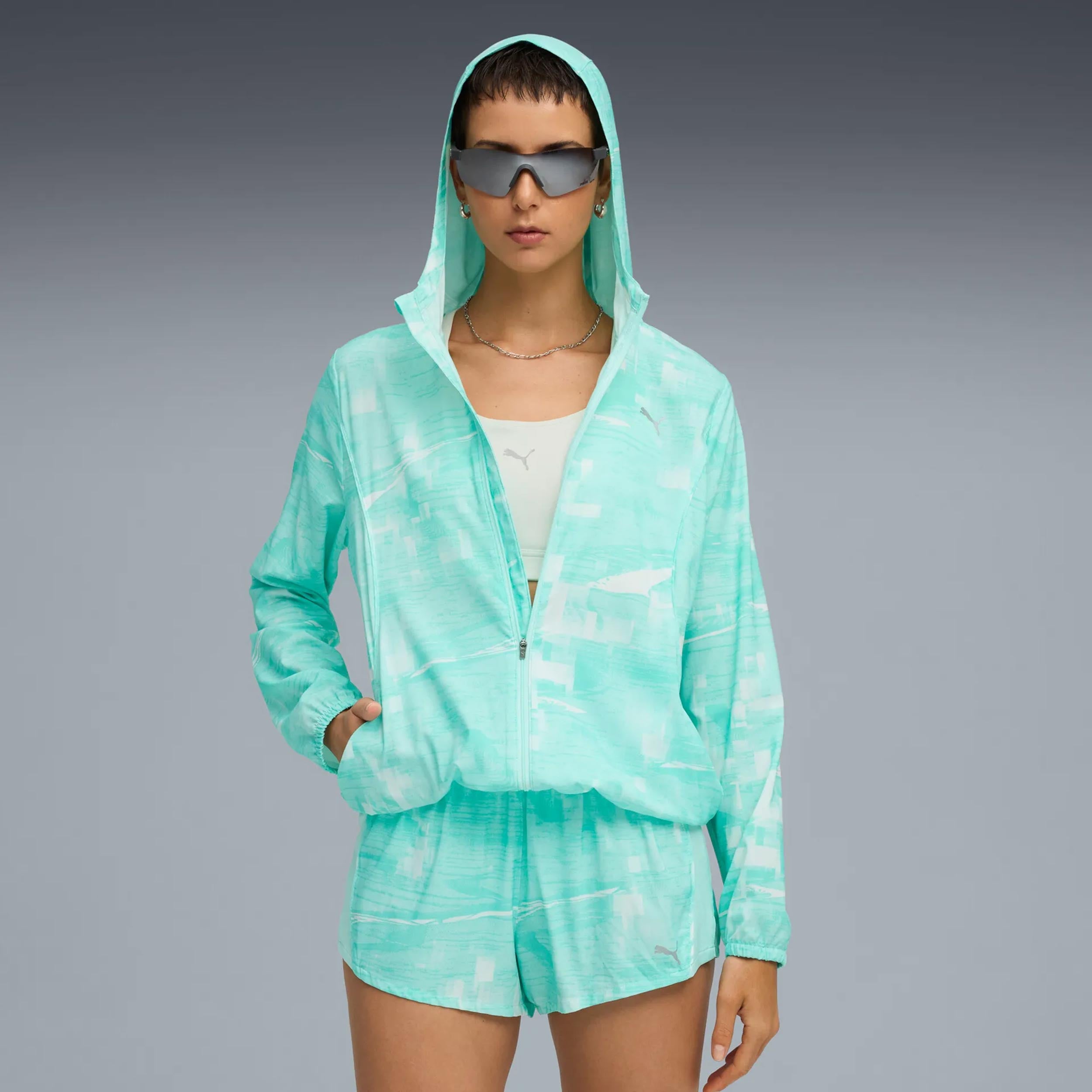 Puma Velocity AOP Woven Running Jacket Women-Green