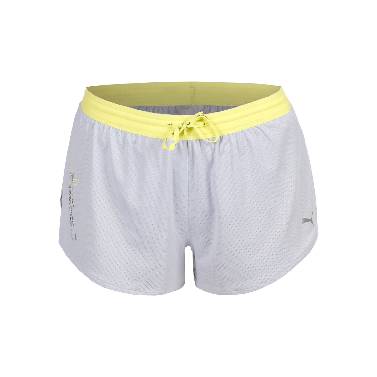 Puma Knit 3in Split Laufshorts Damen-Hellgrau,Gelb