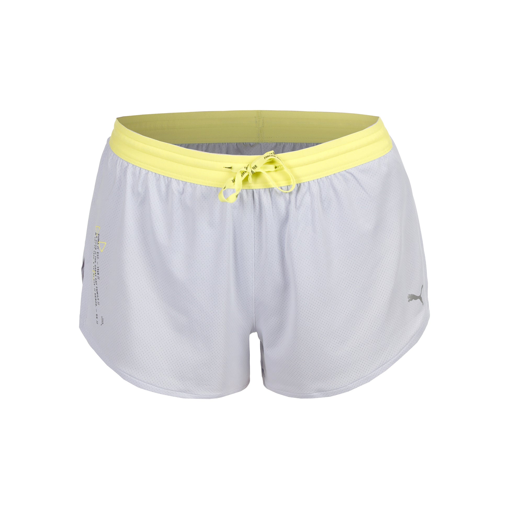 Puma Knit 3in Split Laufshorts Damen-Hellgrau,Gelb