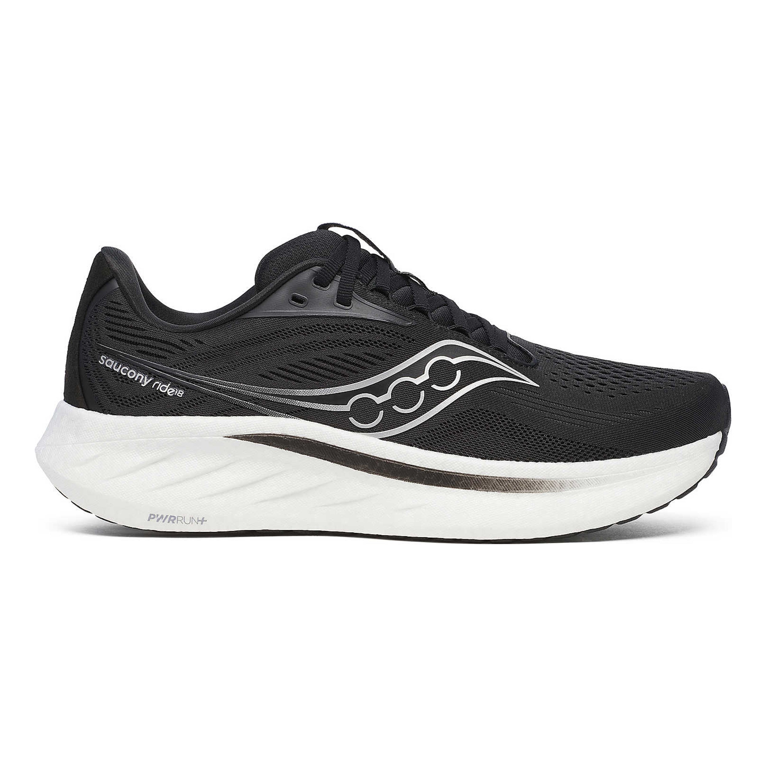 Saucony Ride 18 Wide Neutral Running Shoe Men-Black,White