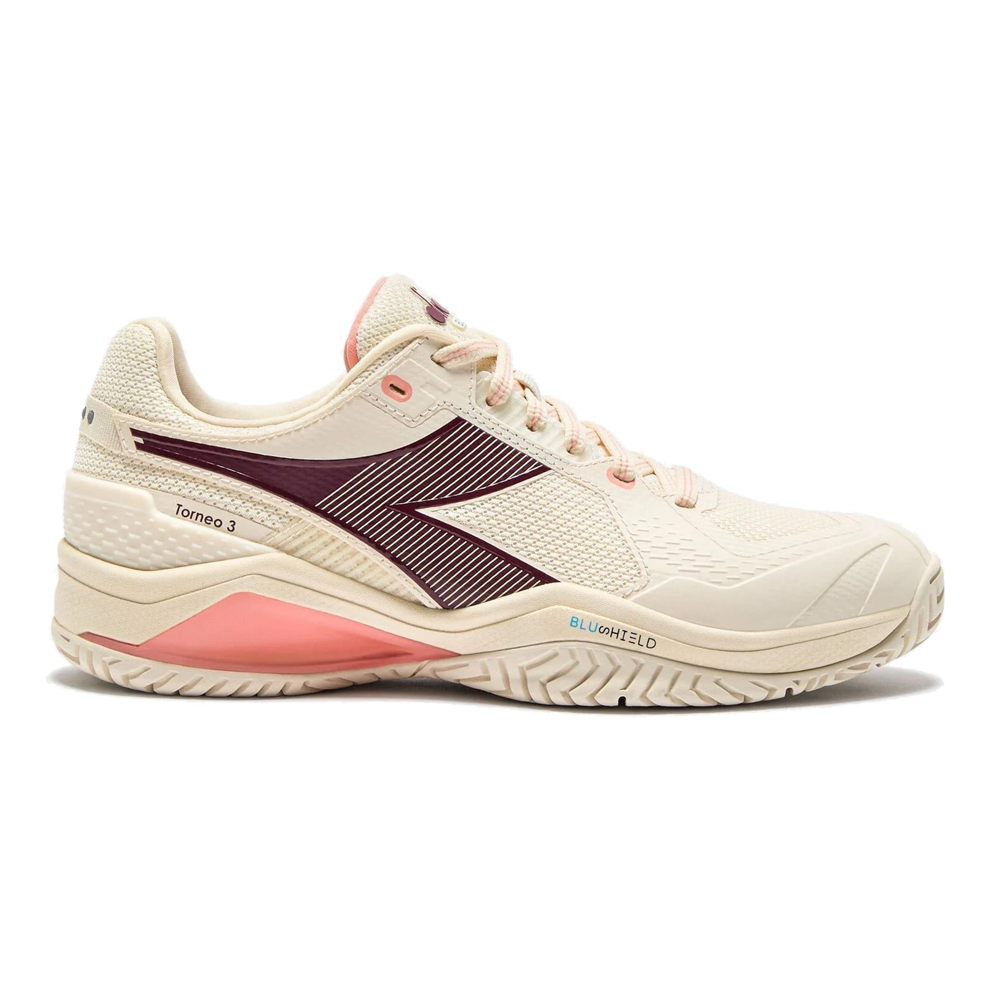 Diadora Blushield Torneo 3 Allcourtschuh Damen-Weiß,Dunkelrot