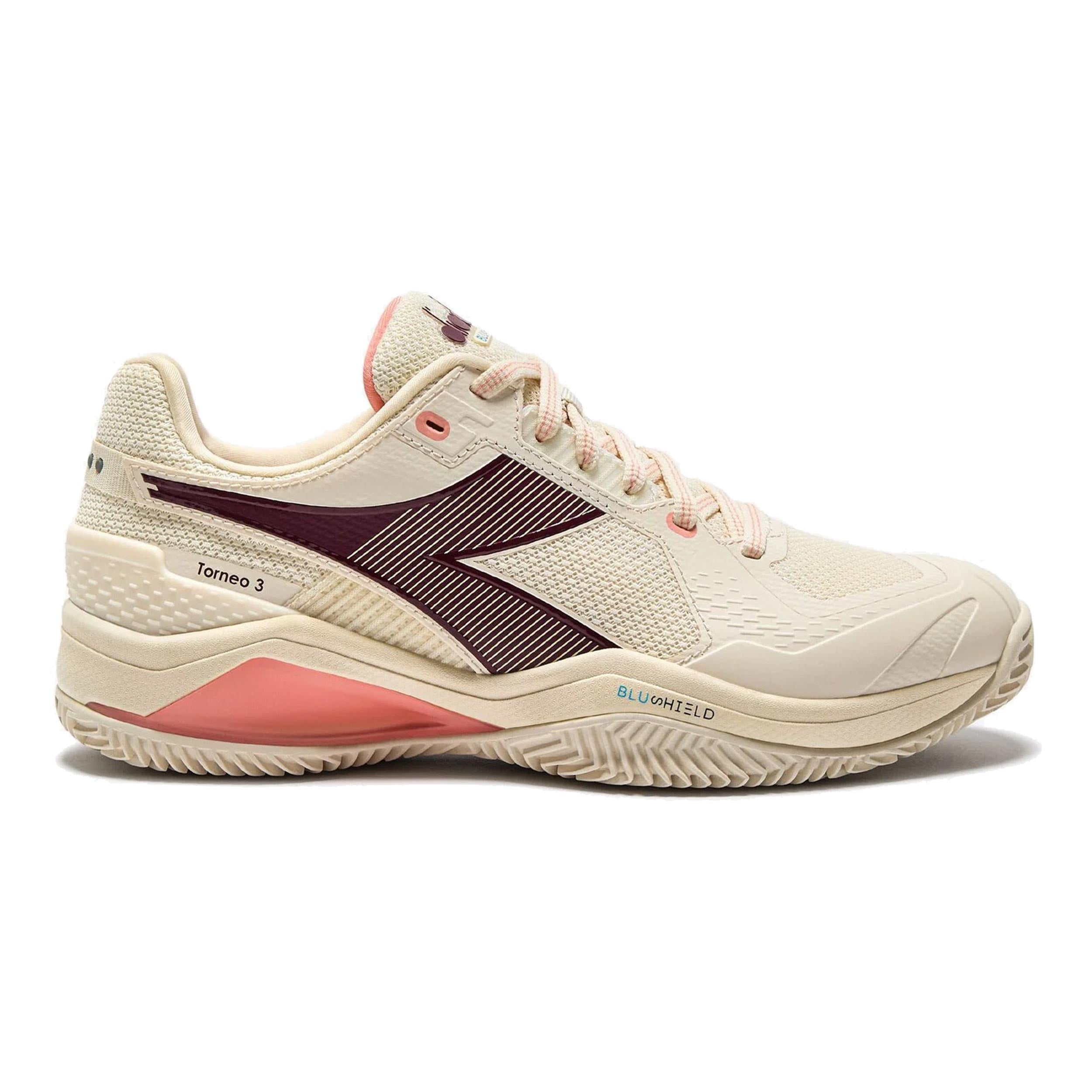 Diadora Blushield Torneo 3 Clay court shoe Women-white,dark red