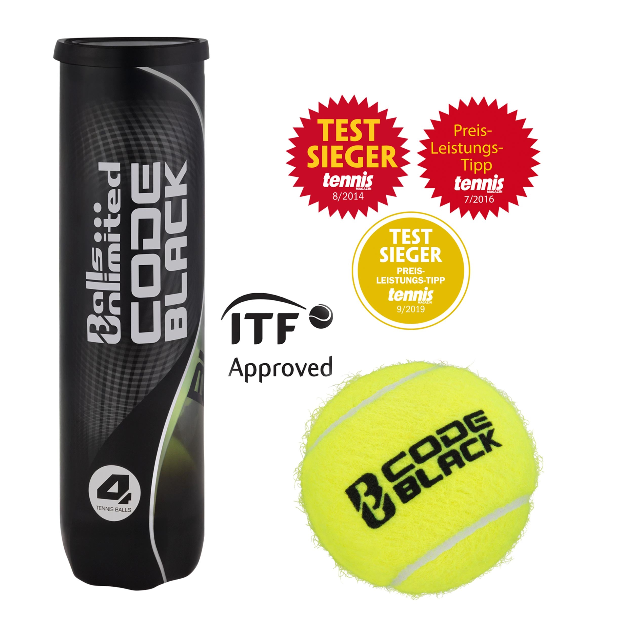 Code Black 4 Ball Tube | Tennis-Point