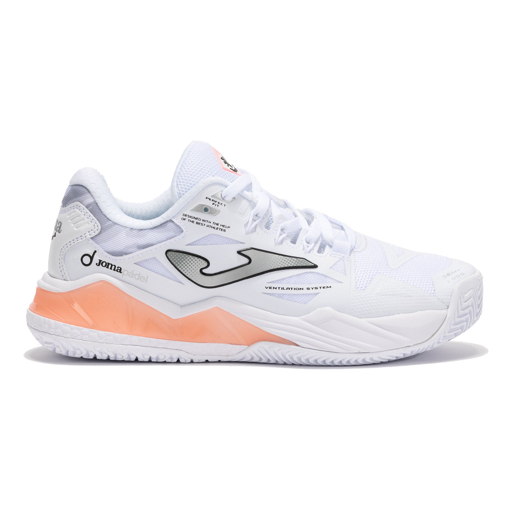 Joma Spin Padelschuh Damen - weiß, koralle