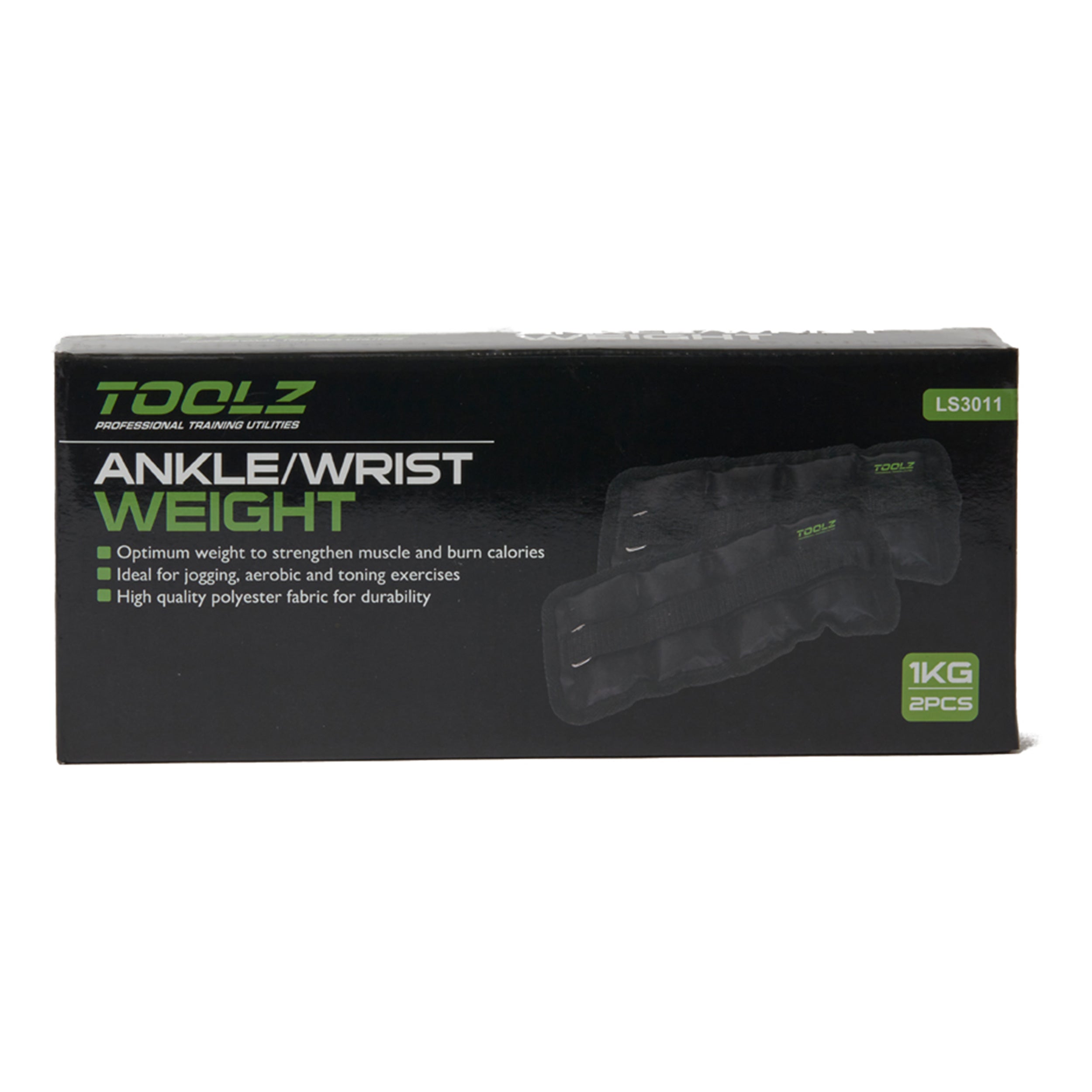 TOOLZ Wrist/Ankle Weight 1kg-2pcs Weighted Cuffs-Black