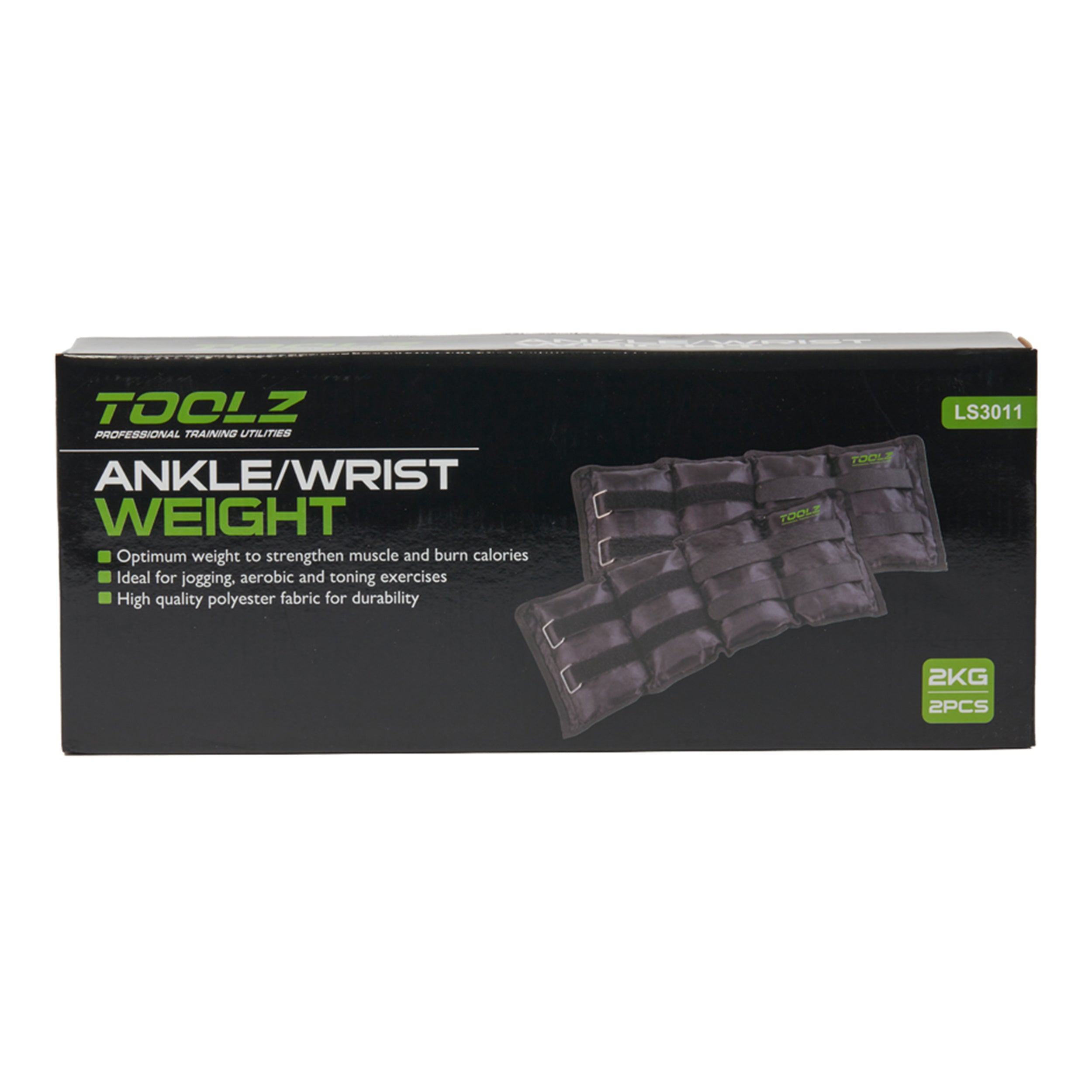 TOOLZ Wrist/Ankle Weight 2kg-2pcs Weighted Cuffs-Black