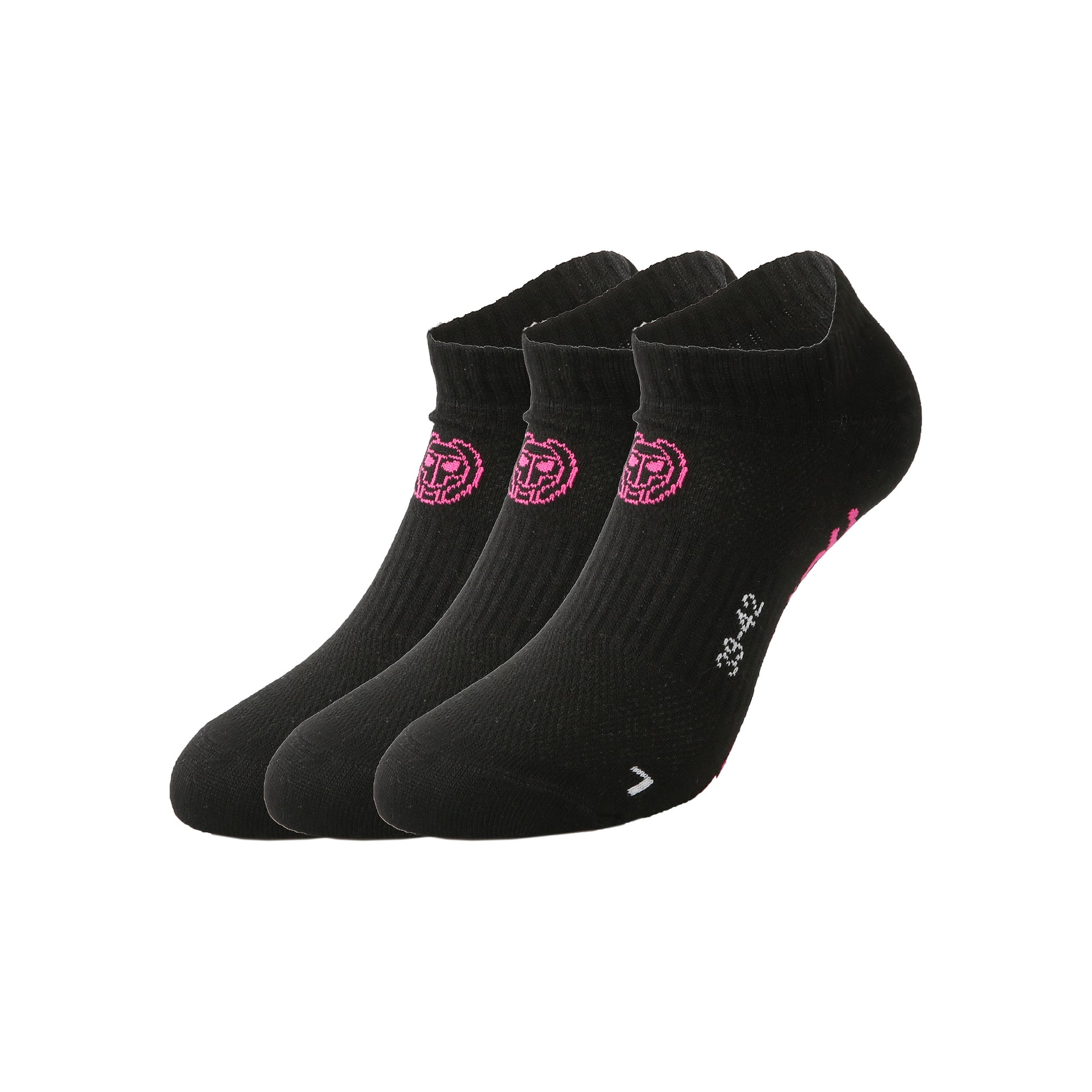 BIDI BADU Karli Tech No-Show Sportsocken 3er Pack-Schwarz,Pink