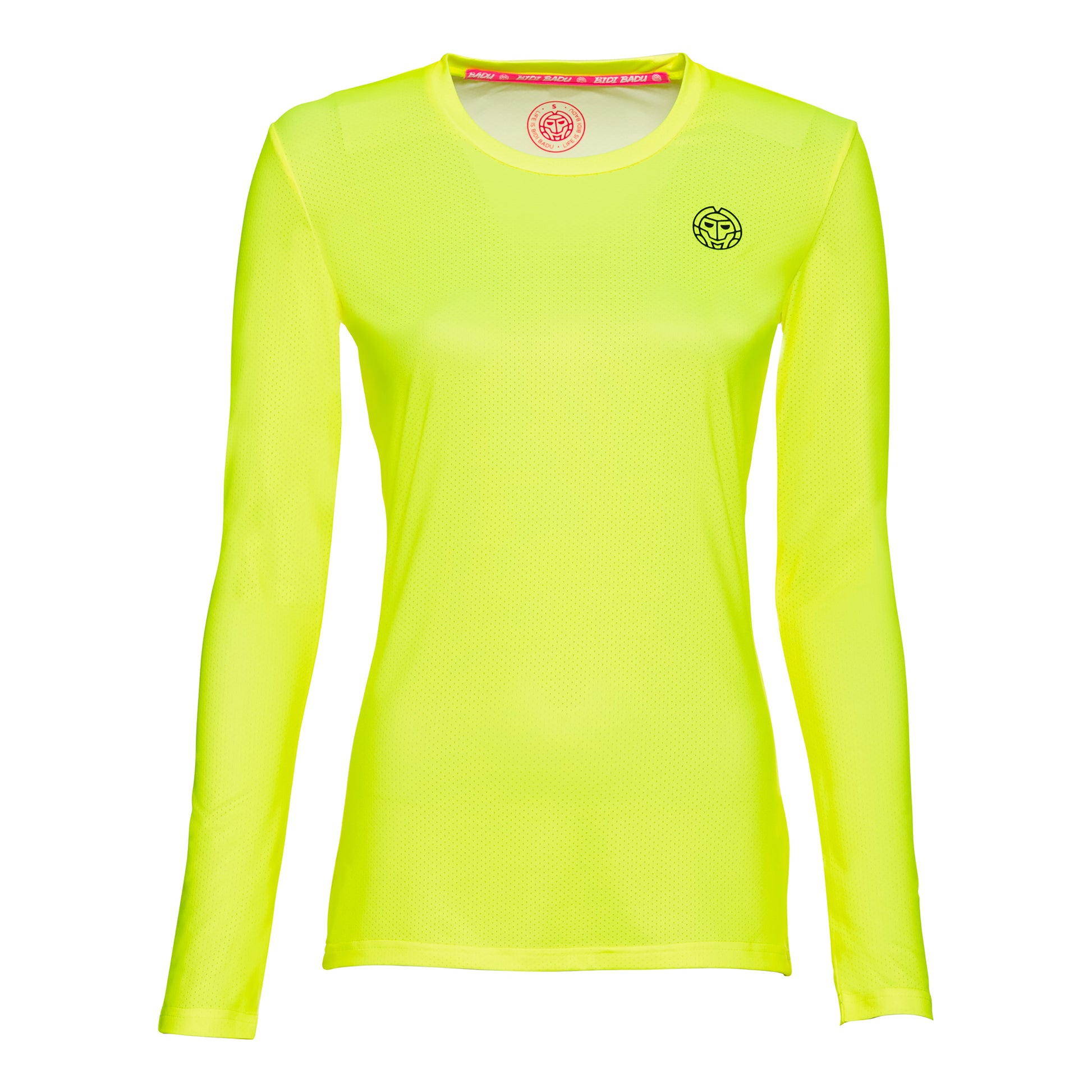 BIDI BADU Pia Tech Roundneck Long sleeve Women - neon yellow, black