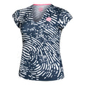 Leoparty Styles V-Neck T-Shirt Damen - dunkelblau, weiß