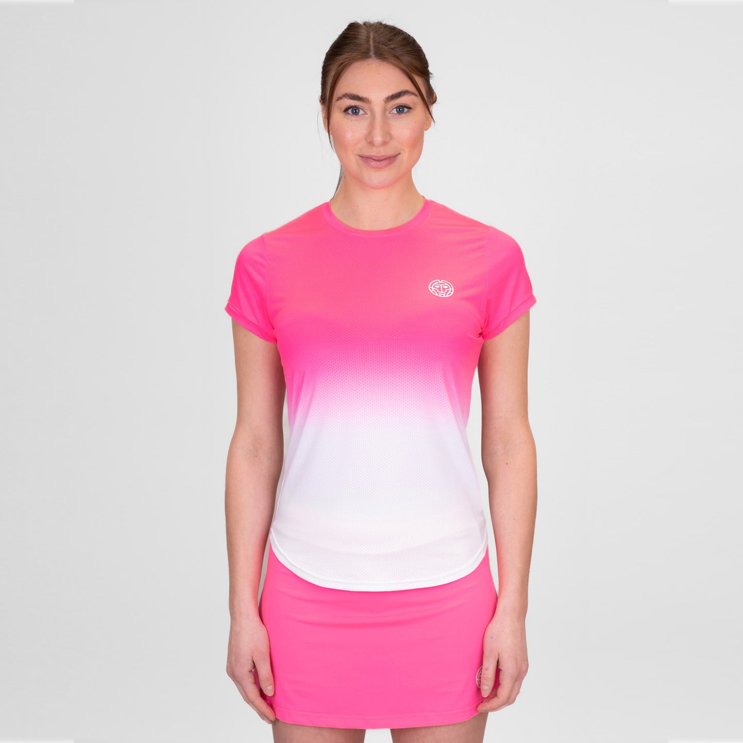 BIDI BADU Crew Gradiant T-Shirt Damen-Pink,Weiß