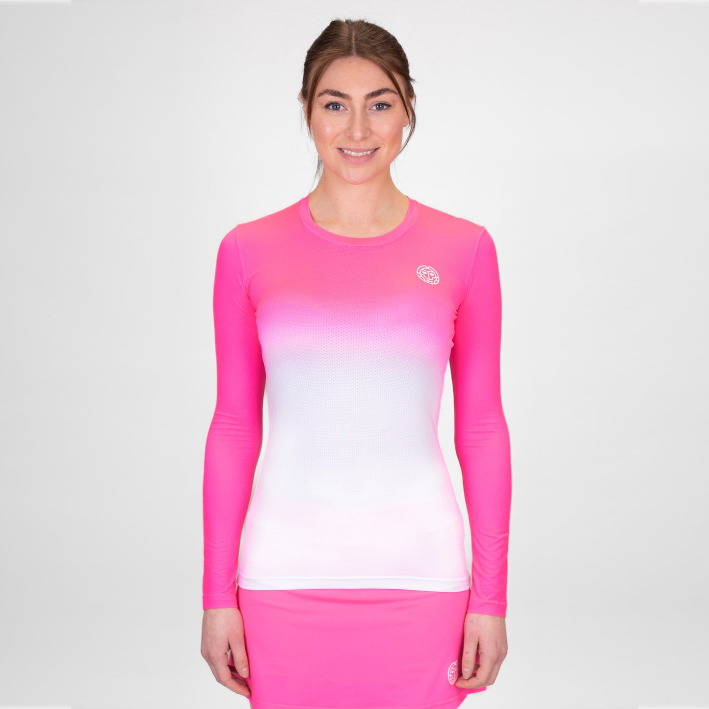 BIDI BADU Crew Gradiant Longsleeve Damen-Pink,Weiß