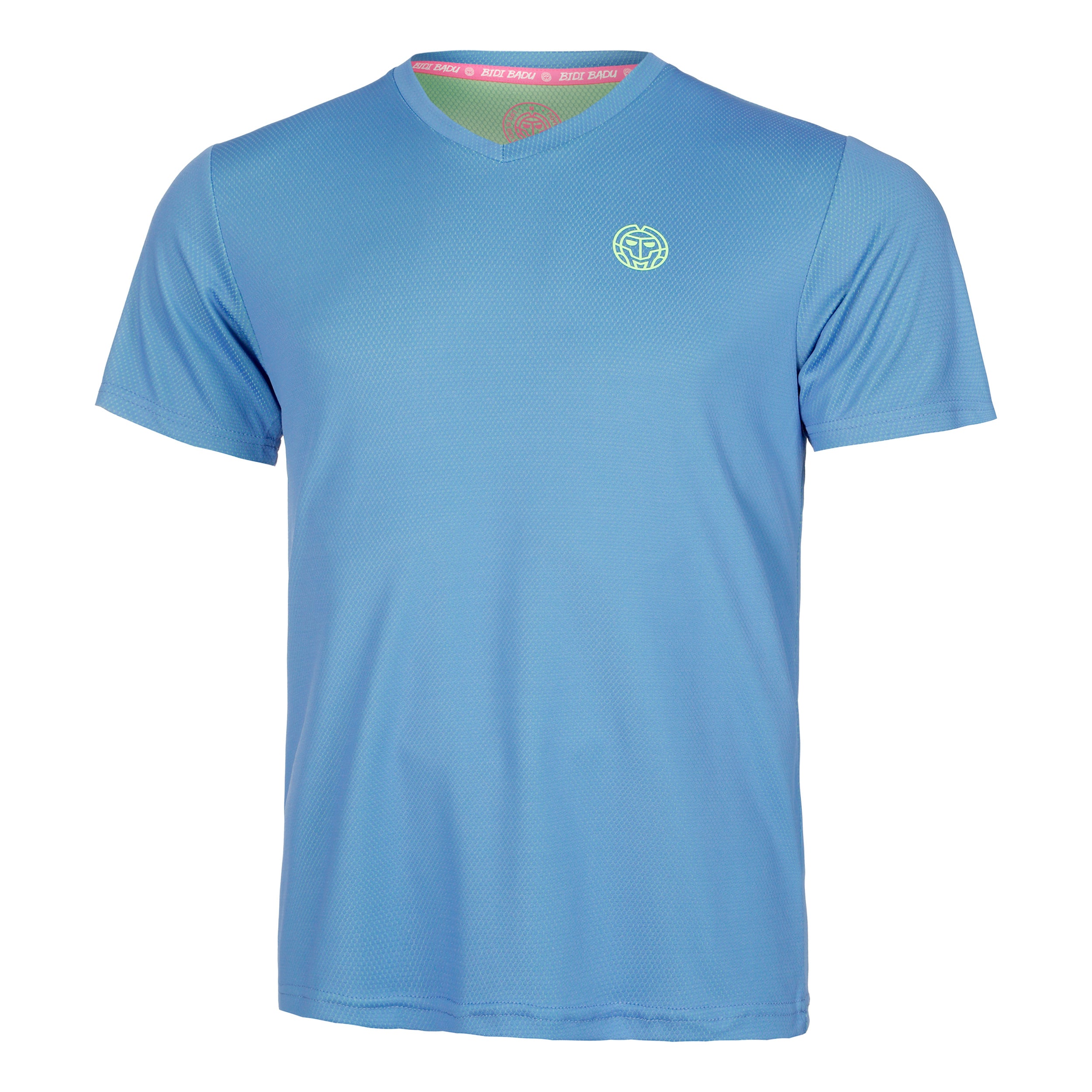 BIDI BADU Crew Inside Out V-Neck T-Shirt Men-Blue,Neon Green