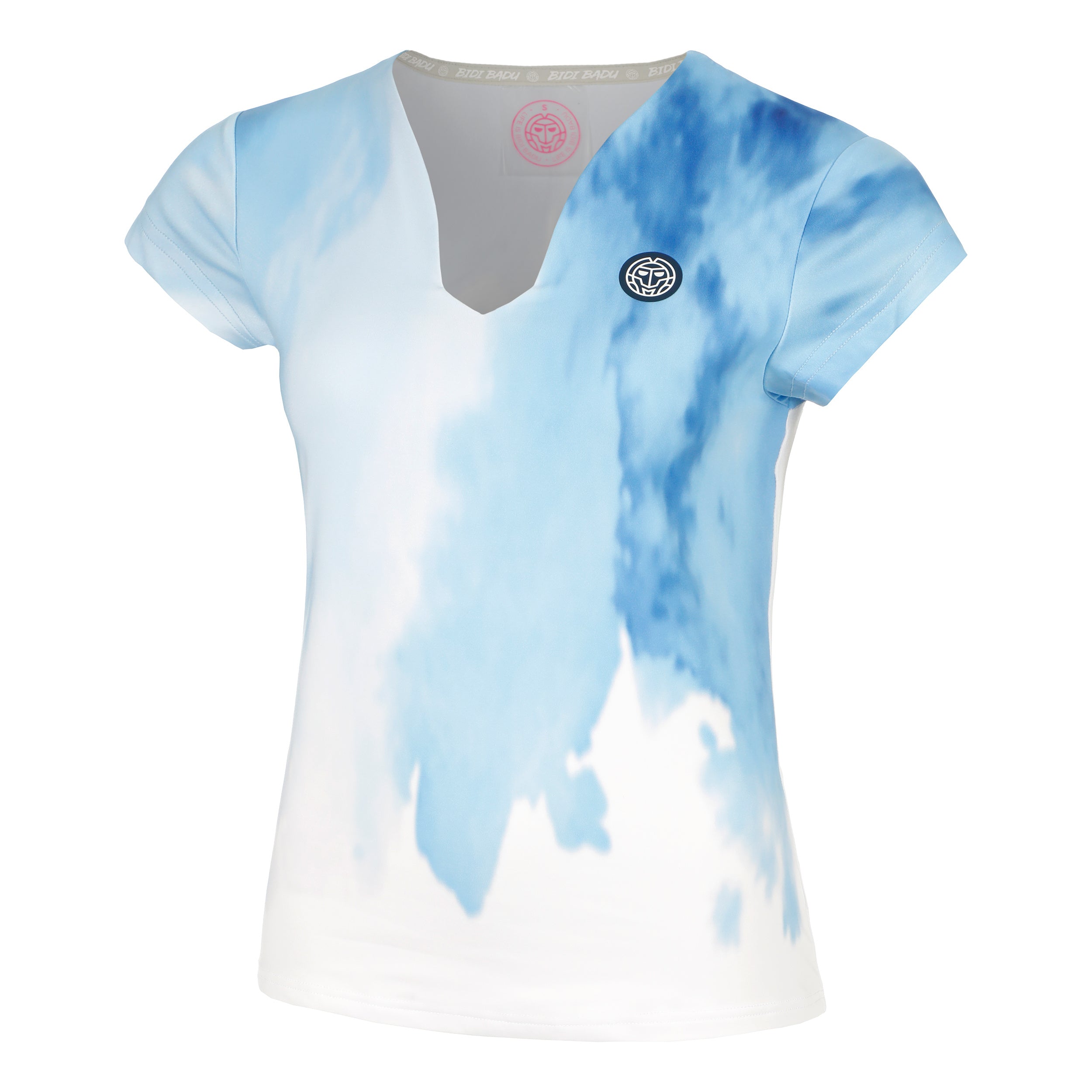 BIDI BADU Watercolour V-Neck T-Shirt Women-White,Blue