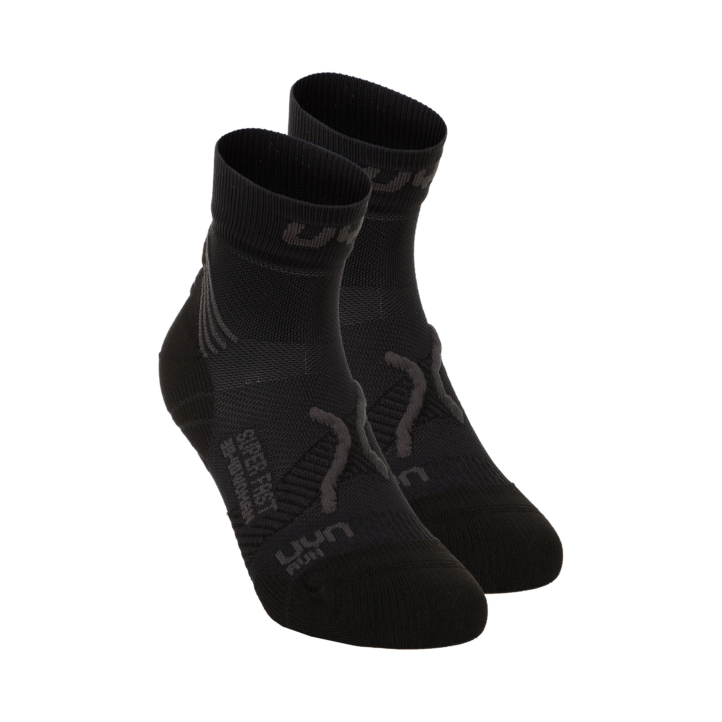 UYN Super Fast Running Socks 2 Pack Men-Black,Anthracite