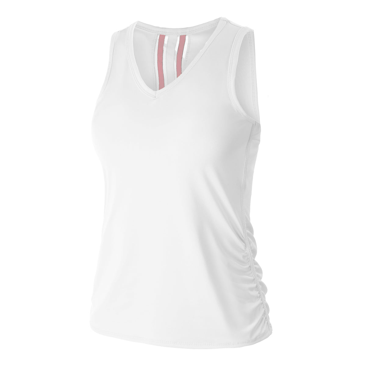 Lucky in Love V-Neck Ruche Tank-Top Damen - weiß, pink